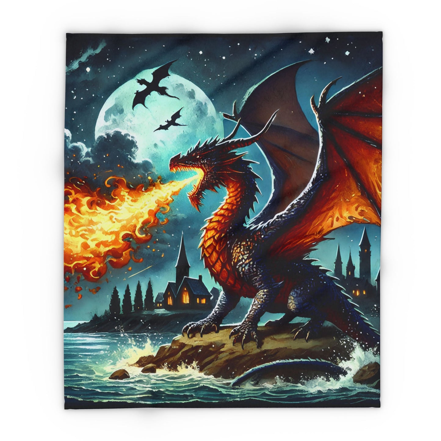 Fire-Breathing Dragon Cozy Arctic Fleece Blanket | Perfect for Home Decor, Gifting, and Cozy Nights - Snuggle up with a Dragon