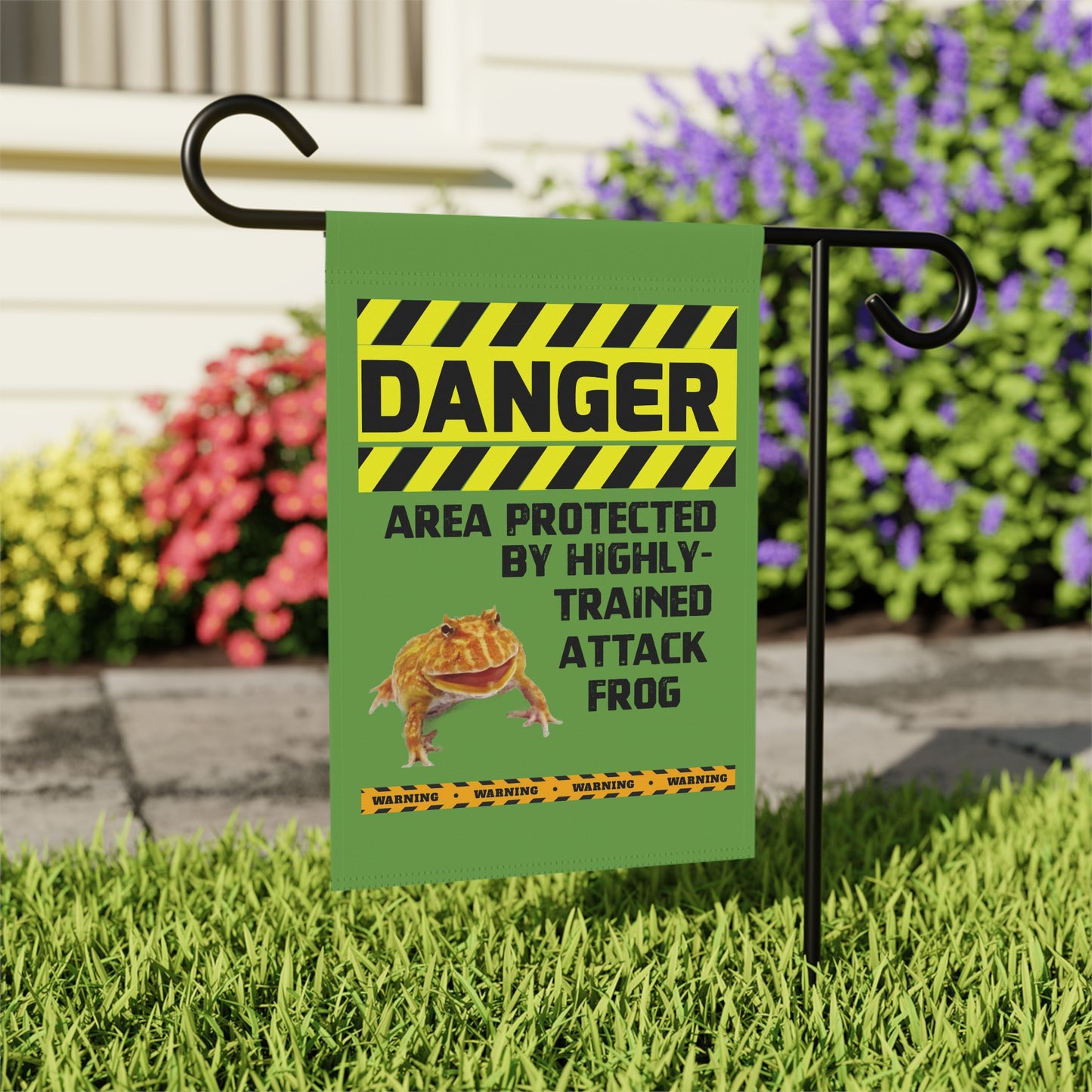Pac Man Frog Danger Garden House Banner - Customizable Outdoor Decor to Showcase Your Love of Reptiles