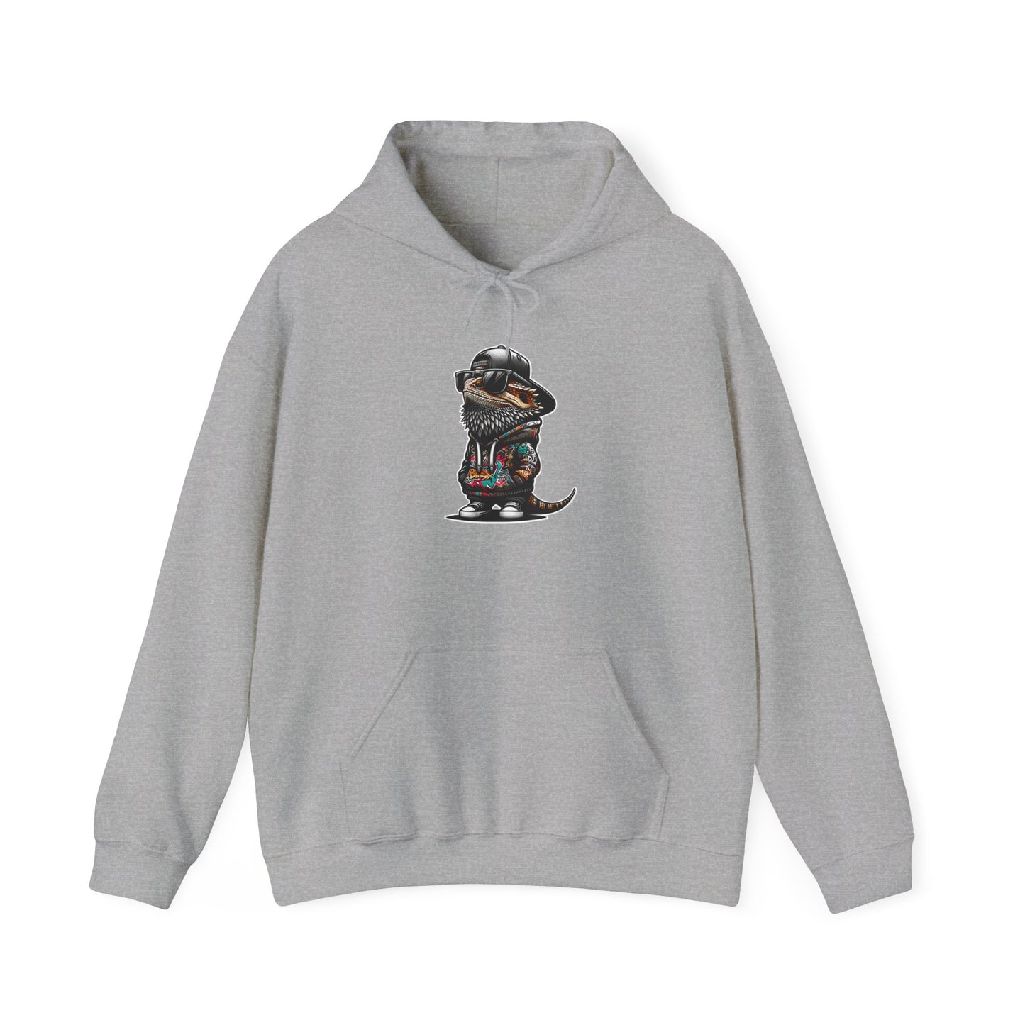 Hip Hop Beardie Unisex Hooded Sweatshirt with Bold Print - Great for Reptile Lovers
