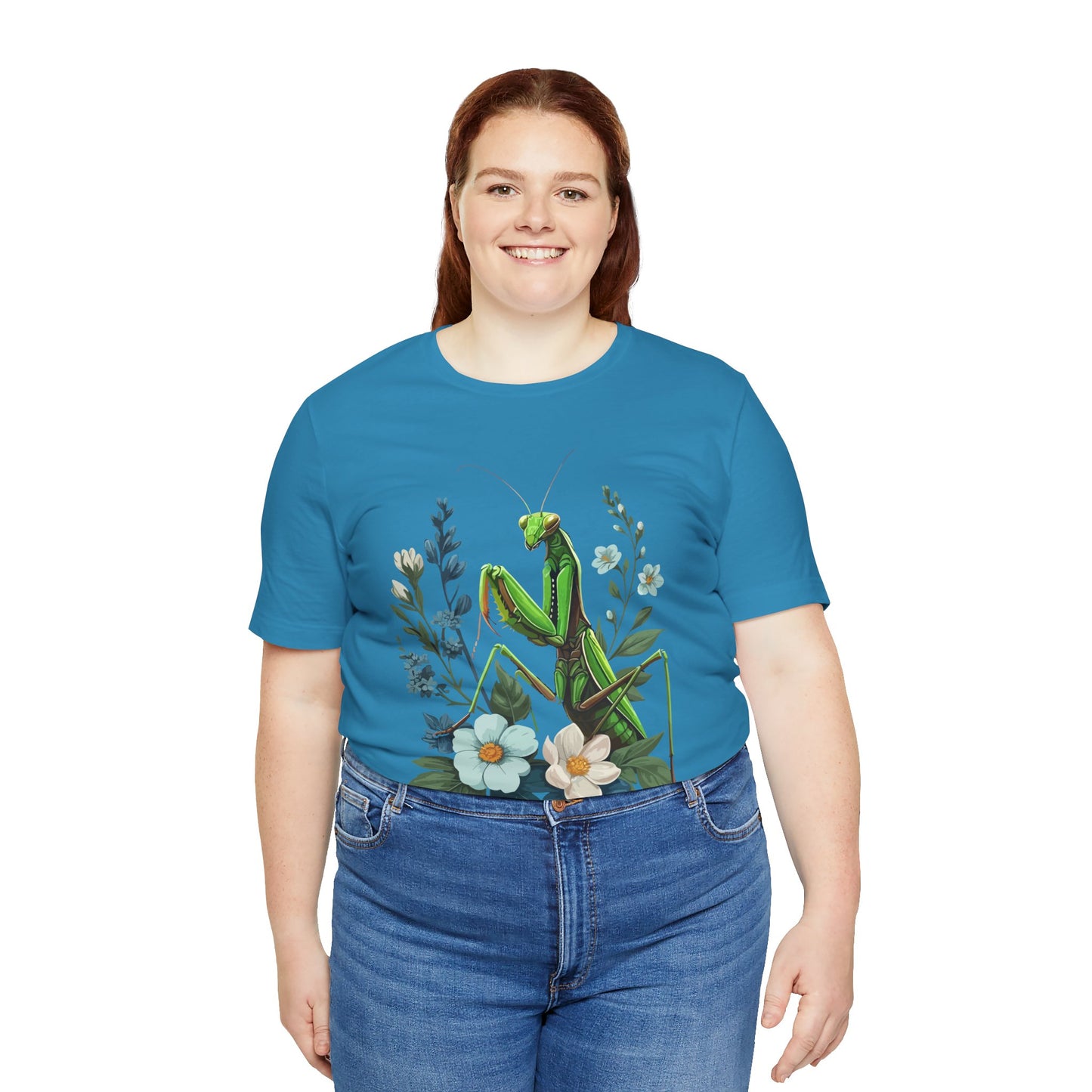 Mantis in the Flowers Unisex Jersey Tee - Casual Everyday Wear - Great for Insect Lovers