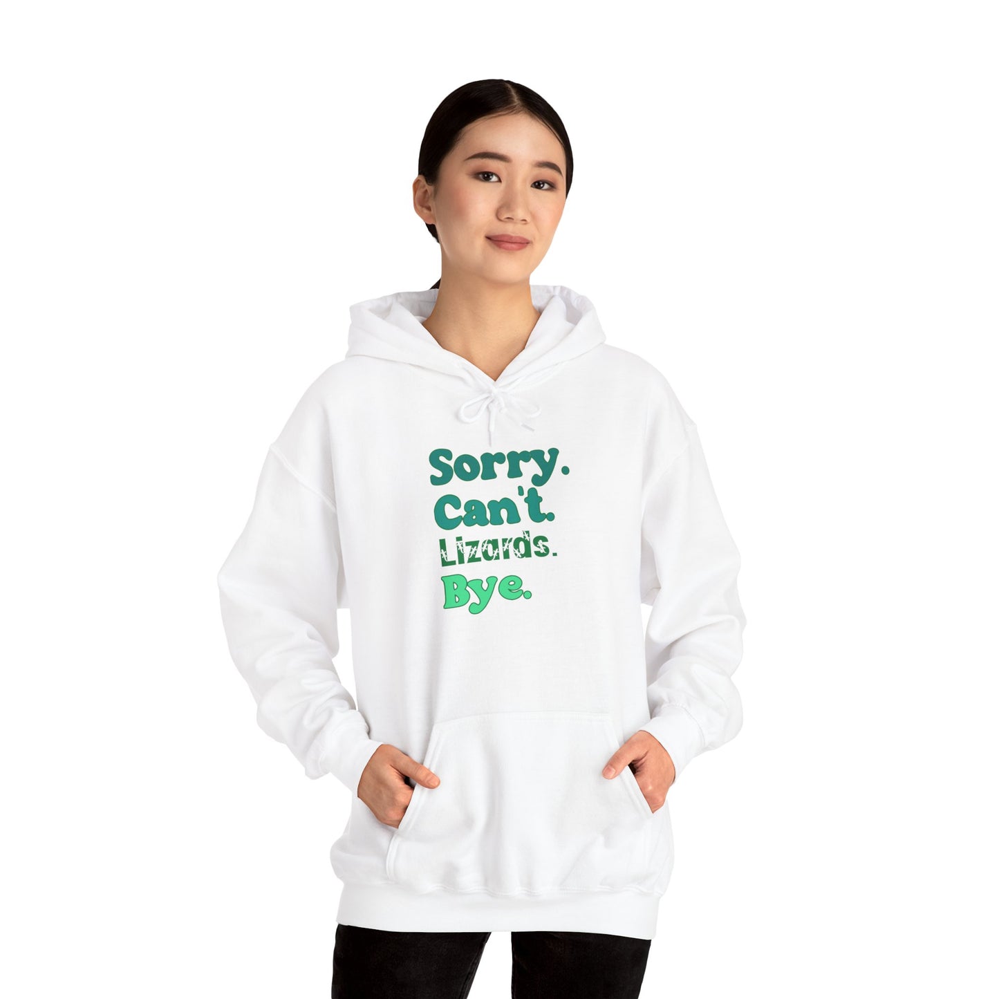 "Sorry Can't Lizards Bye" Cozy Unisex Hooded Sweatshirt with Bold Print - Great for Reptile Lovers