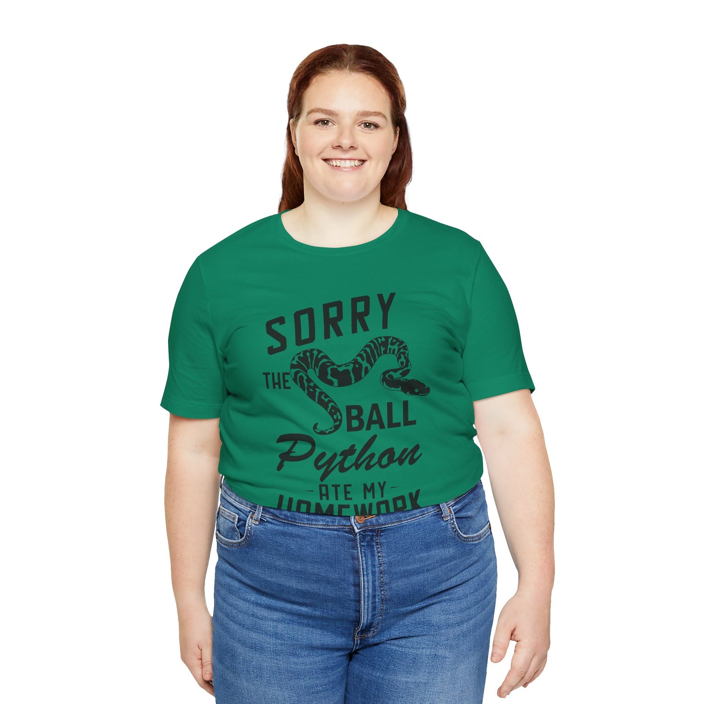 "The Ball Python Ate My Homework" Unisex Jersey Tee - Casual Everyday Wear - Great for Reptile Lovers