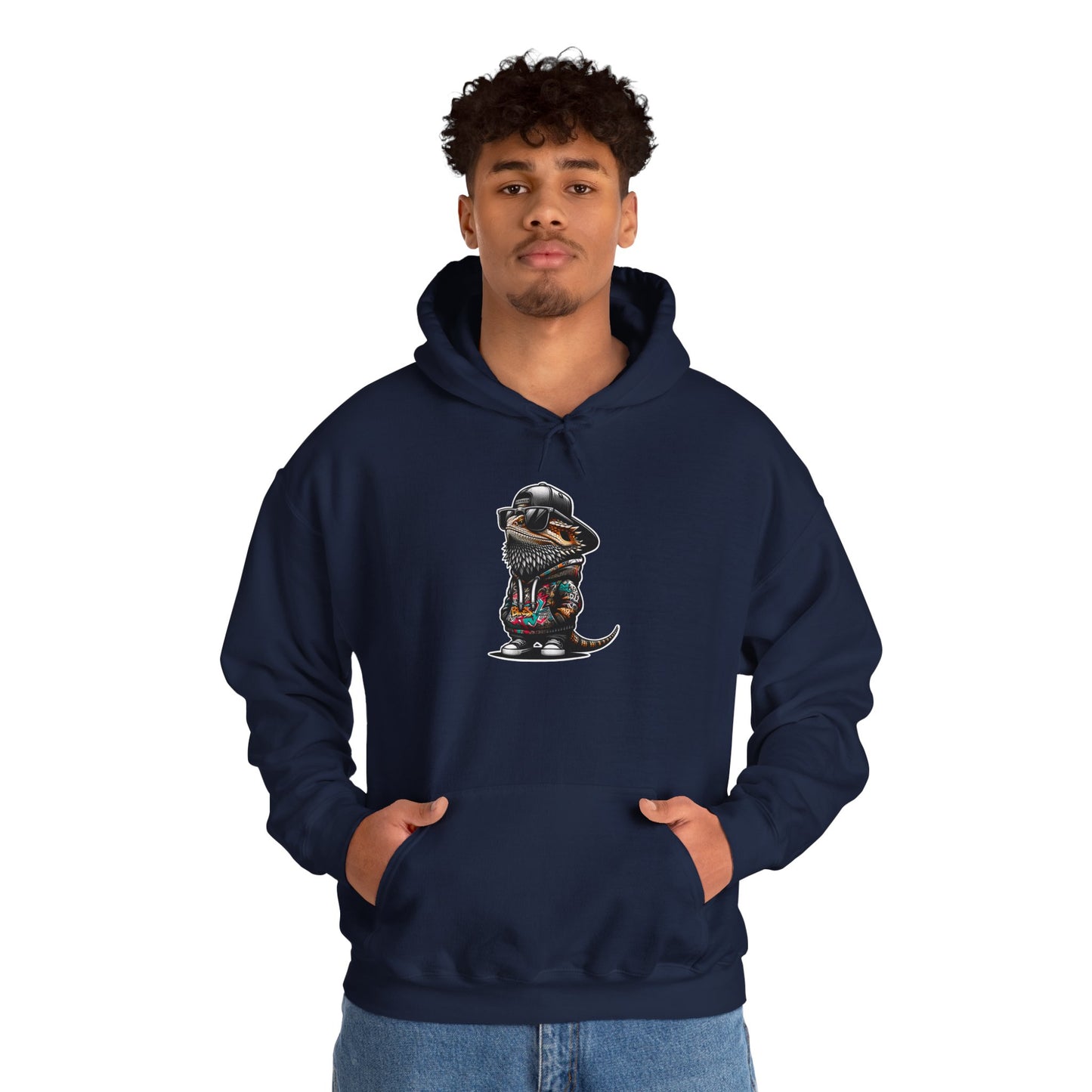Hip Hop Beardie Unisex Hooded Sweatshirt with Bold Print - Great for Reptile Lovers