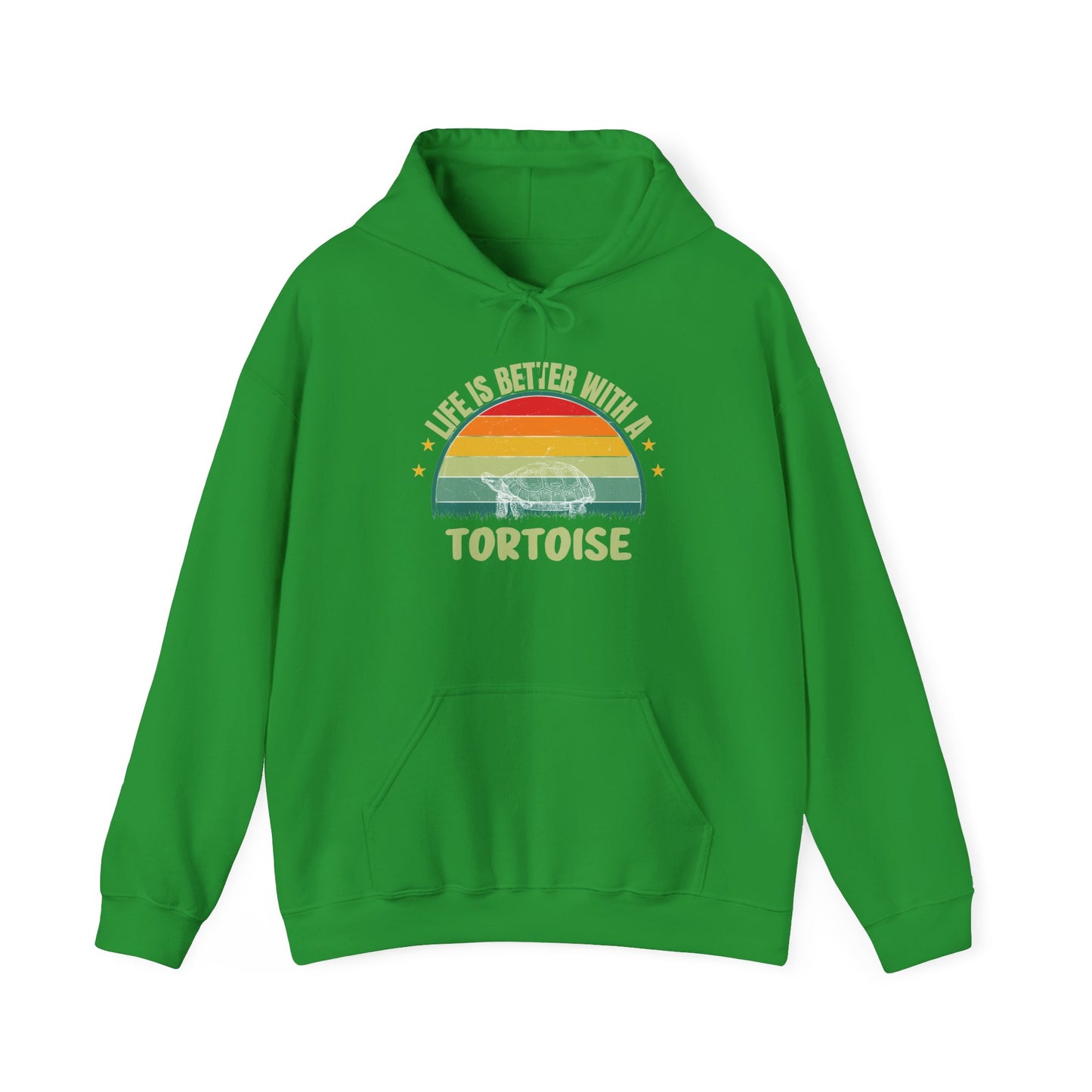 "Life is Better with a Tortoise" Unisex Hooded Sweatshirt with Bold Print - Great for Reptile Lovers