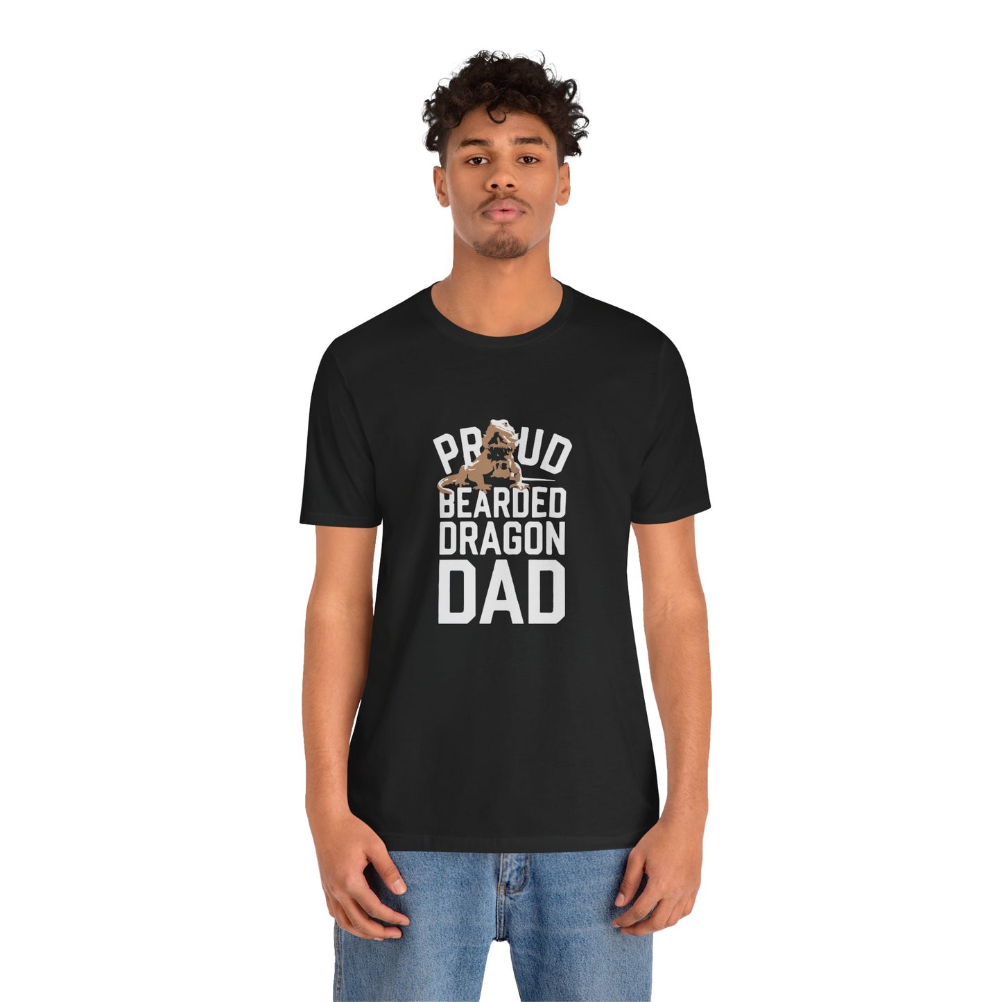 "Proud Bearded Dragon Dad" Print Unisex Jersey Tee - Casual Everyday Wear - Great for Reptile Lovers