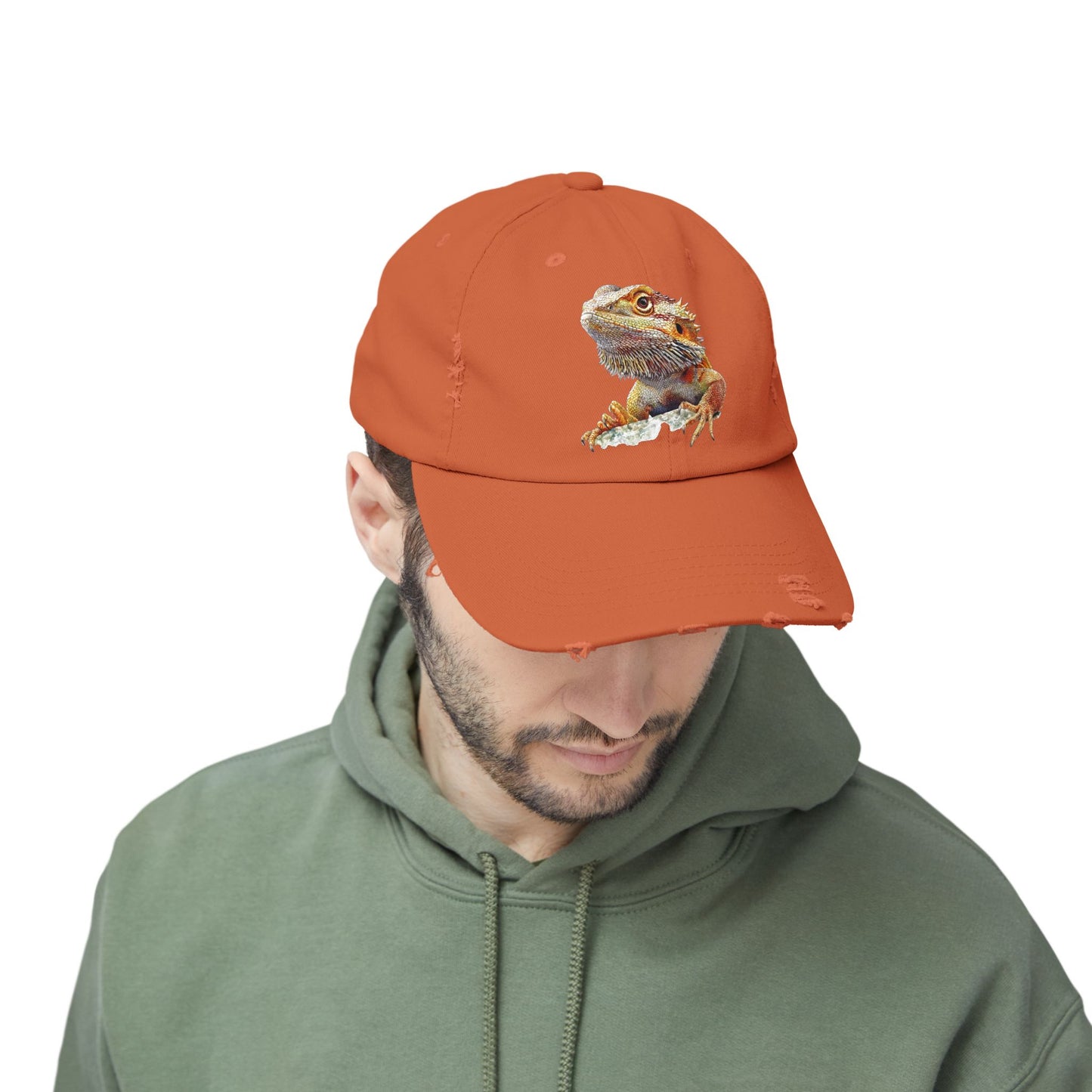 Bearded Dragon Unisex Distressed Cap - Casual Streetwear Hat for Everyday Use - Great for Reptile Lovers