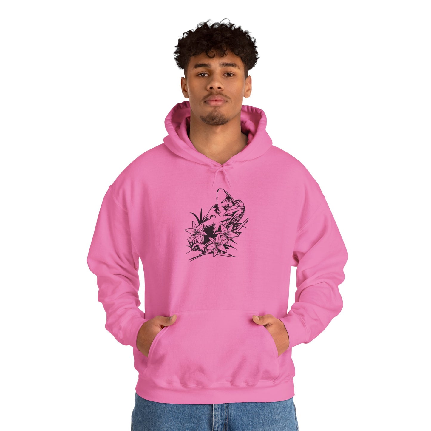 Chameleon Unisex Hooded Sweatshirt with Bold Print - Great for Reptile Lovers