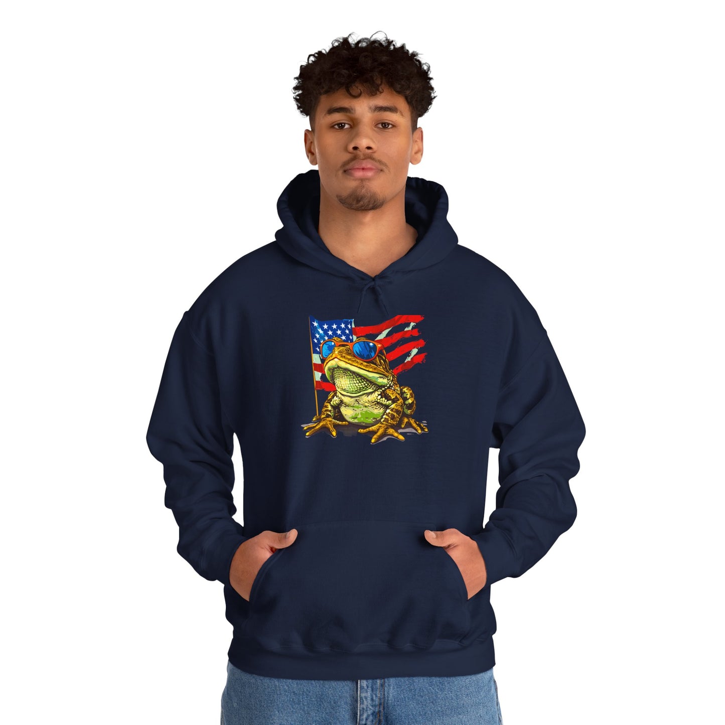 Flag Frog Cozy Unisex Hooded Sweatshirt with Bold Print - Great for Reptile Lovers