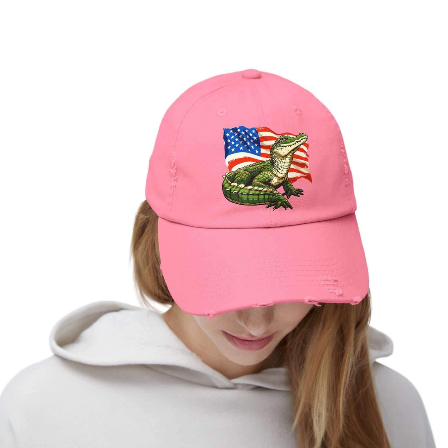 Gator Flag Unisex Distressed Cap - Casual Streetwear Hat for Everyday Use - Great for Reptile Lovers