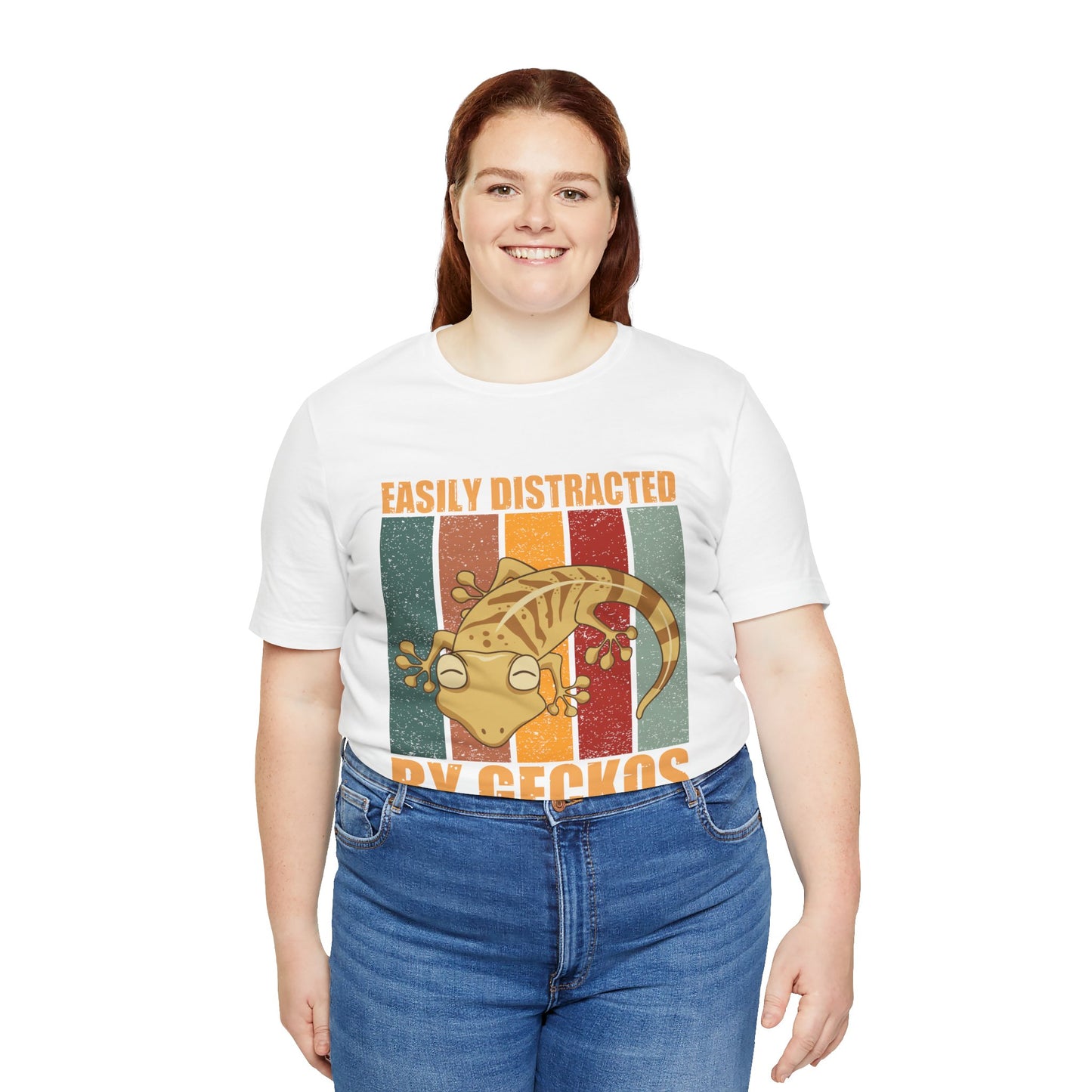"Easily Distracted By Geckos" Unisex Jersey Tee - Casual Everyday Wear - Great for Reptile Lovers