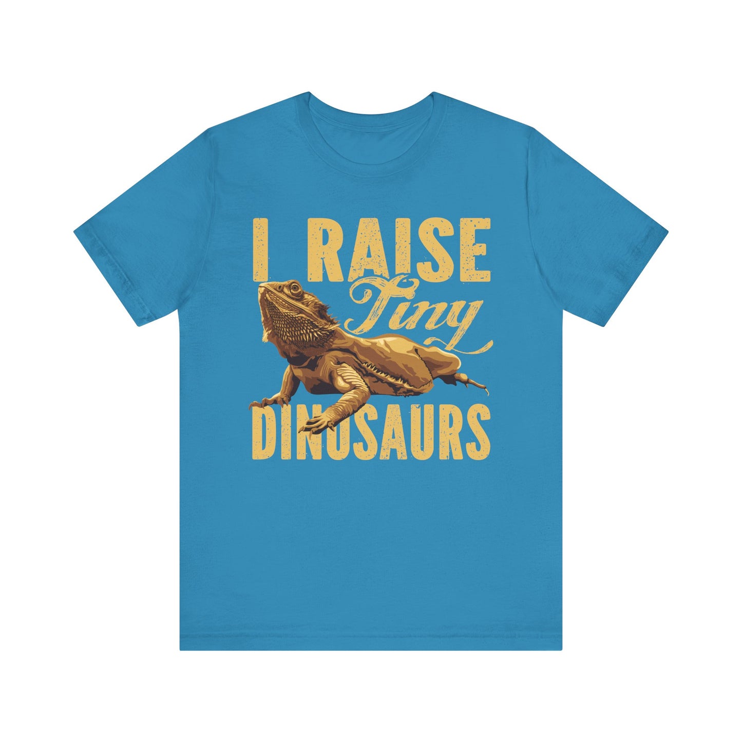 "I Raise Tiny Dinosaurs" Bearded Dragon Print Unisex Jersey Tee - Casual Everyday Wear - Great for Reptile Lovers