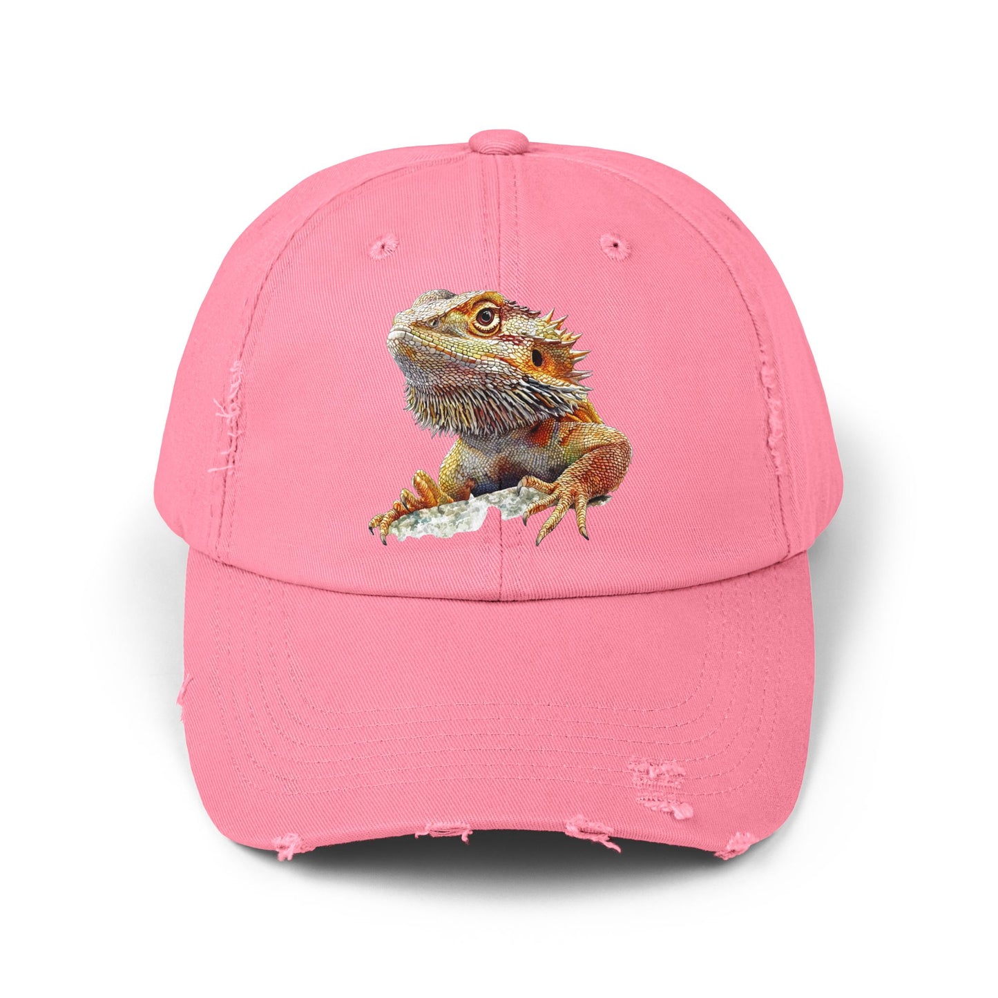 Bearded Dragon Unisex Distressed Cap - Casual Streetwear Hat for Everyday Use - Great for Reptile Lovers