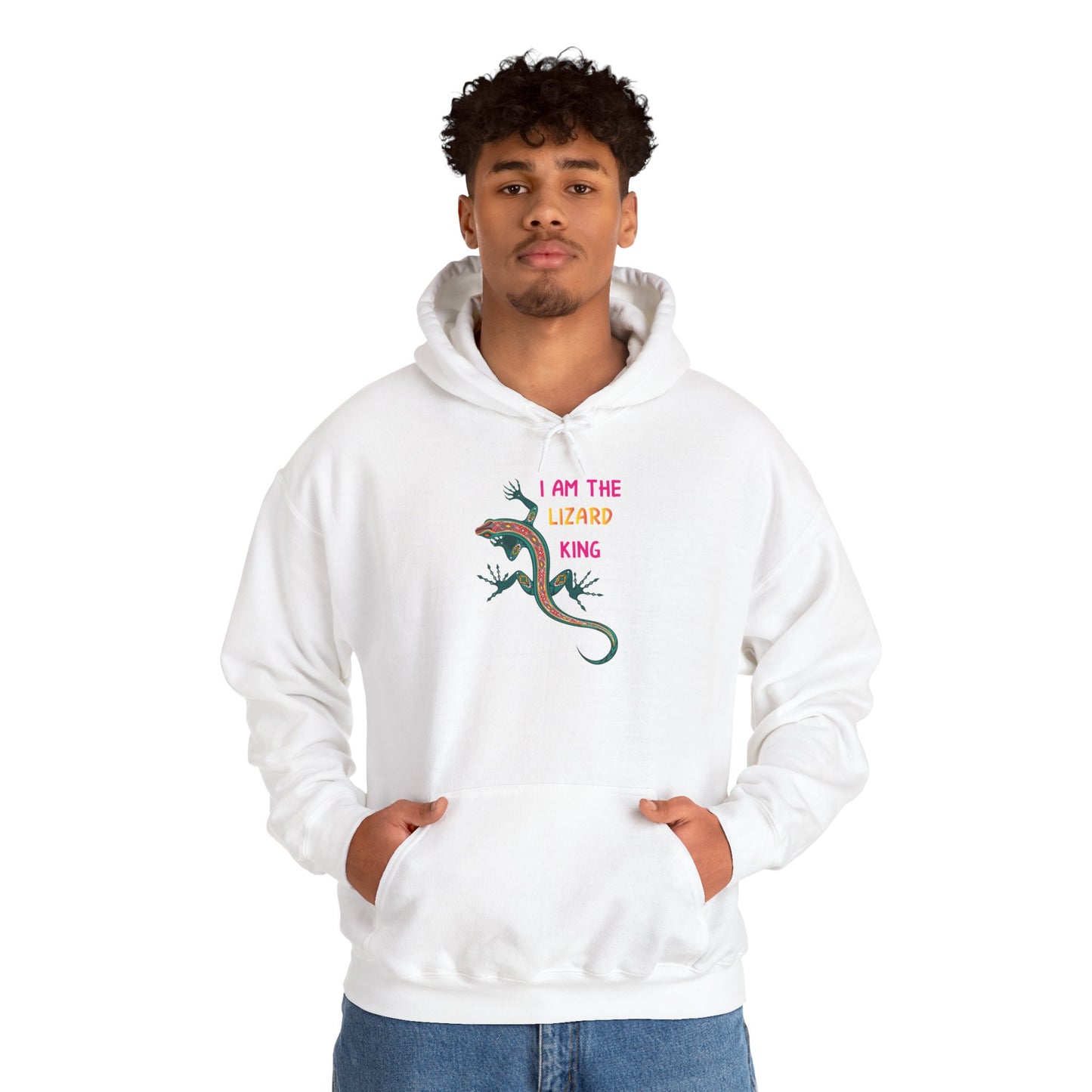 "I Am The Lizard King" Unisex Hooded Sweatshirt with Bold Print - Great for Reptile Lovers
