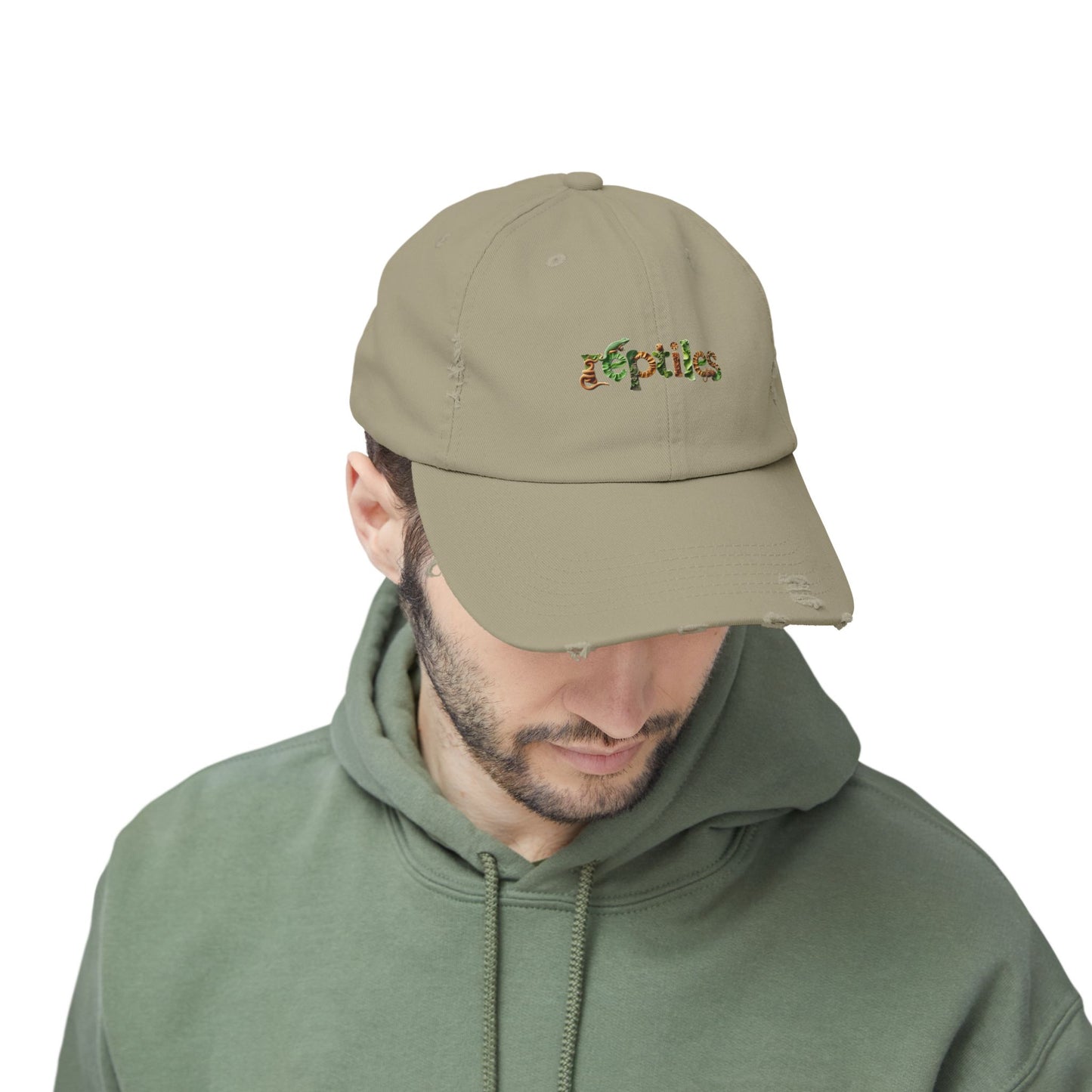 Reptiles Lettering Unisex Distressed Cap - Casual Streetwear Hat for Everyday Use - Great for Reptile Lovers