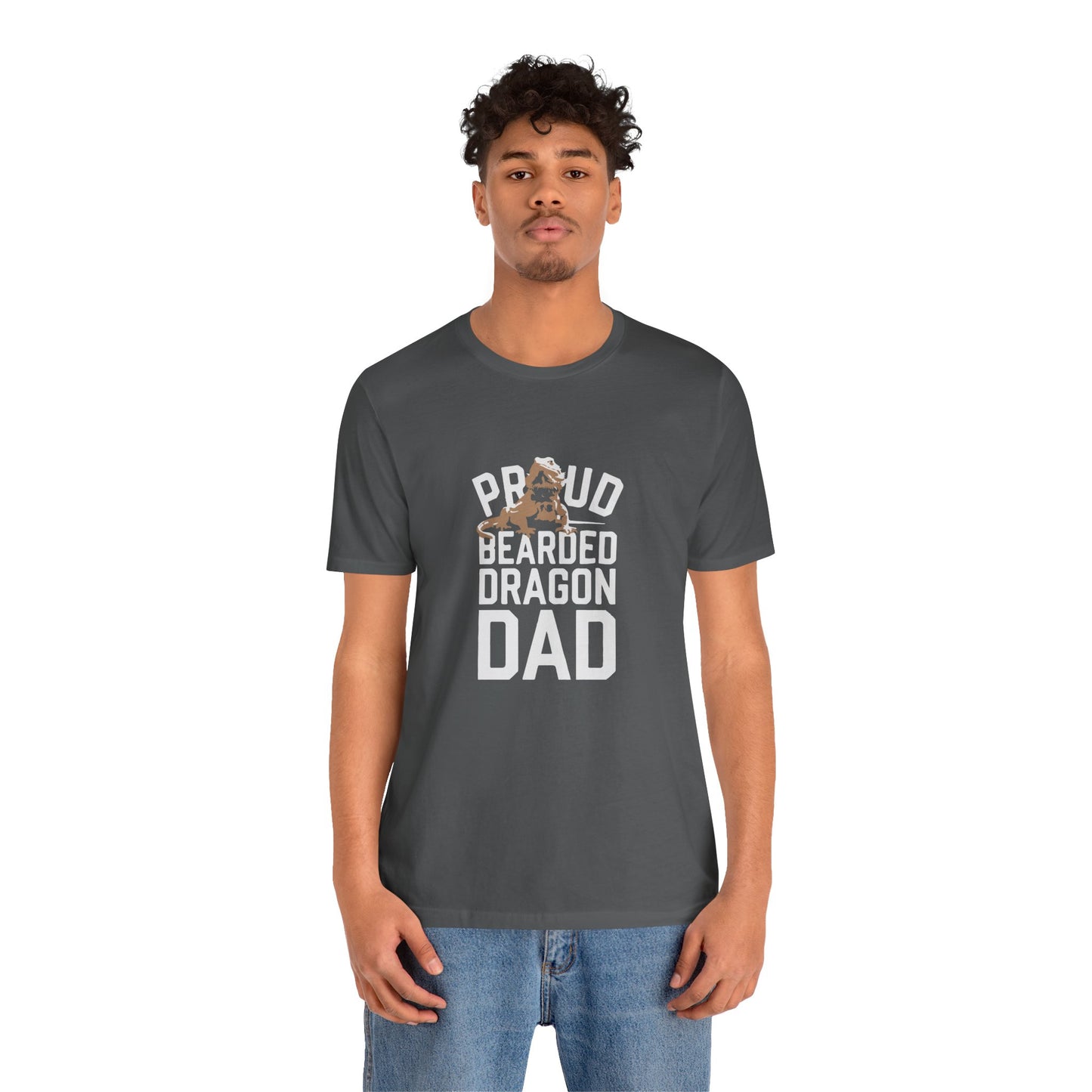 "Proud Bearded Dragon Dad" Print Unisex Jersey Tee - Casual Everyday Wear - Great for Reptile Lovers