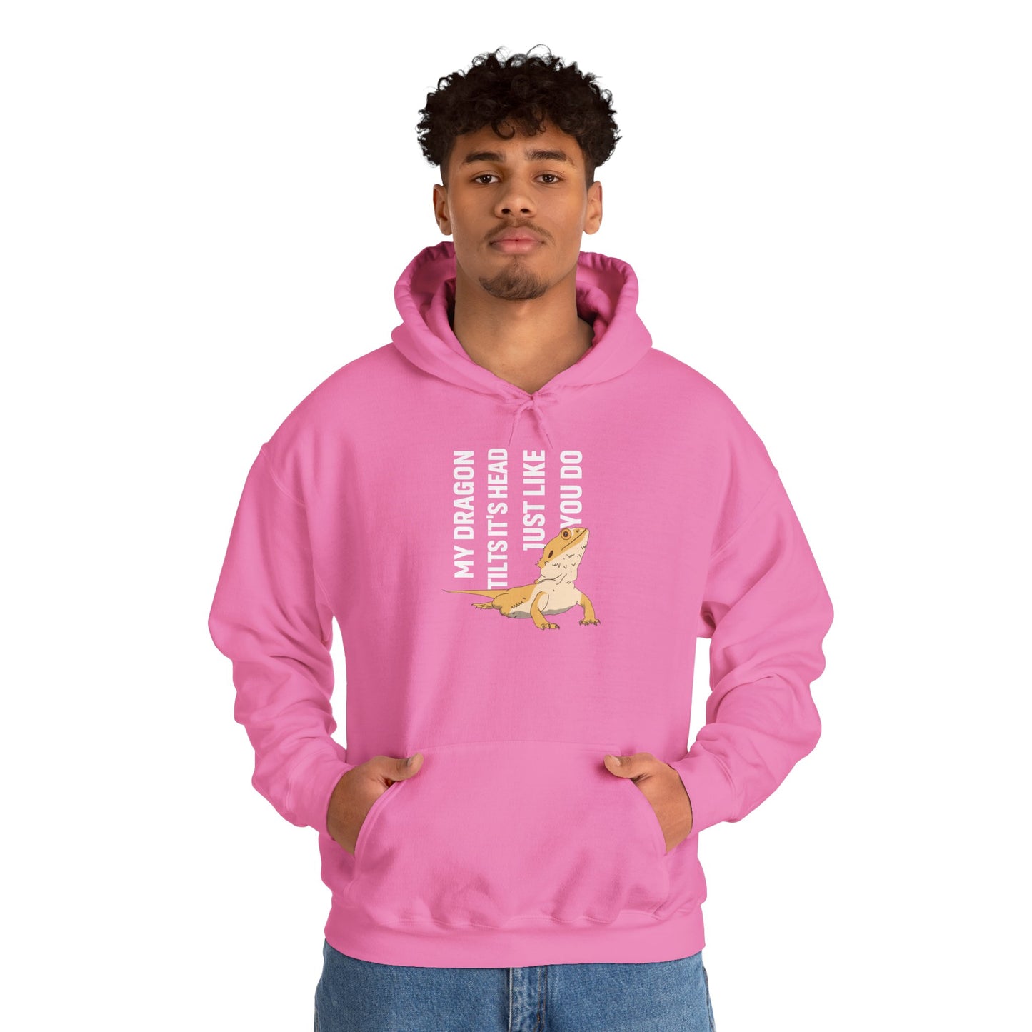 "My Dragon Tilts It's Head" Unisex Hooded Sweatshirt with Bold Print - Great for Reptile Lovers
