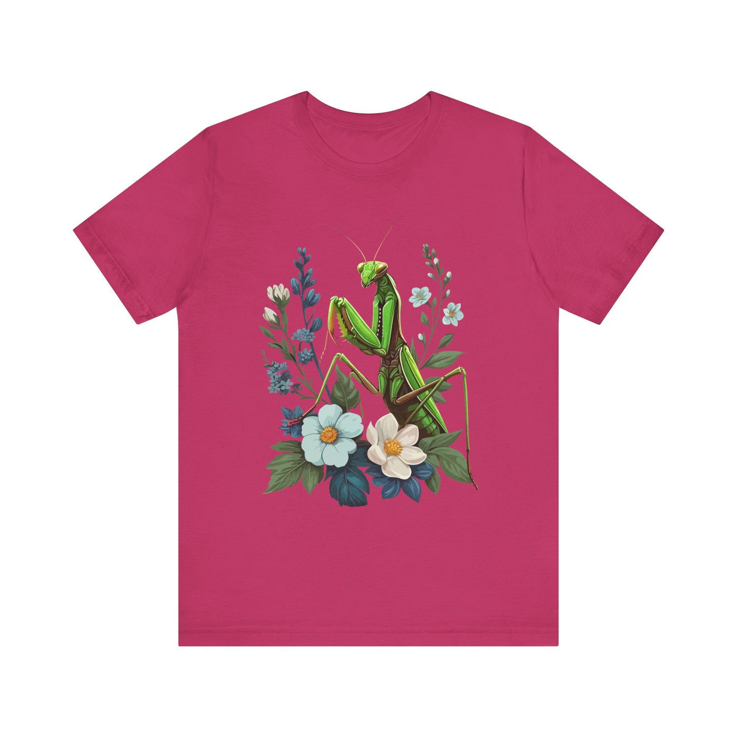 Mantis in the Flowers Unisex Jersey Tee - Casual Everyday Wear - Great for Insect Lovers