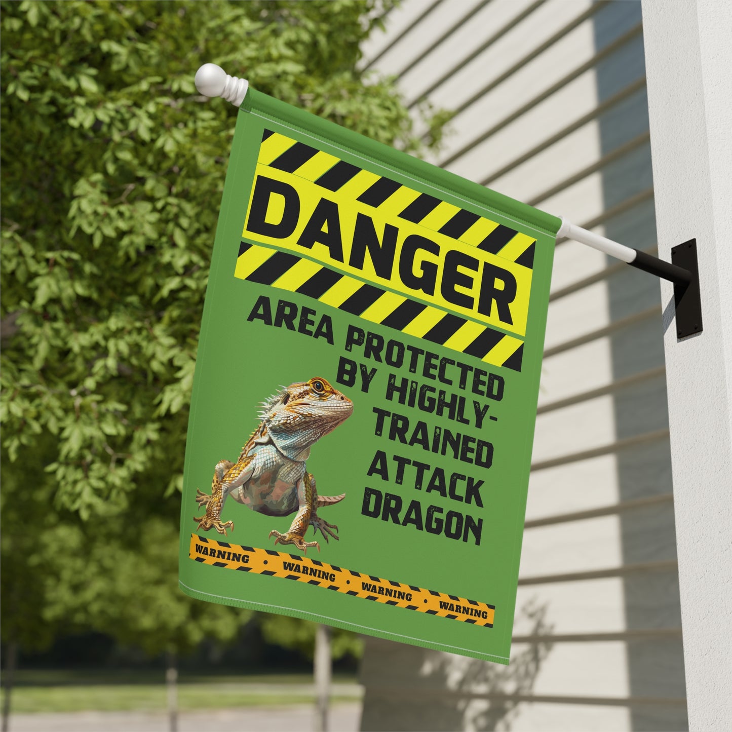 Bearded Dragon Danger Garden House Banner - Customizable Outdoor Decor to Showcase Your Love of Reptiles