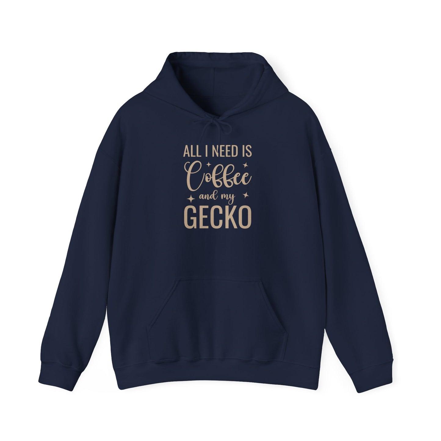 "Coffee and My Gecko" Unisex Hooded Sweatshirt with Bold Print - Great for Reptile Lovers