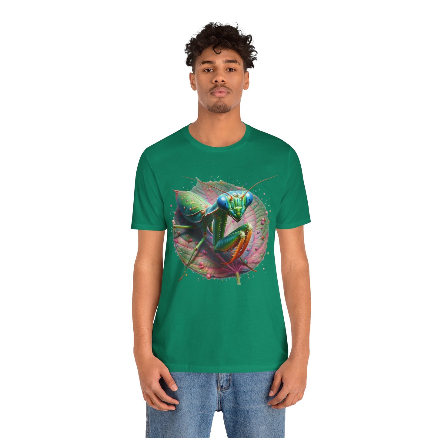 Mantis on a Leaf Unisex Jersey Tee - Casual Everyday Wear - Great for Reptile Lovers
