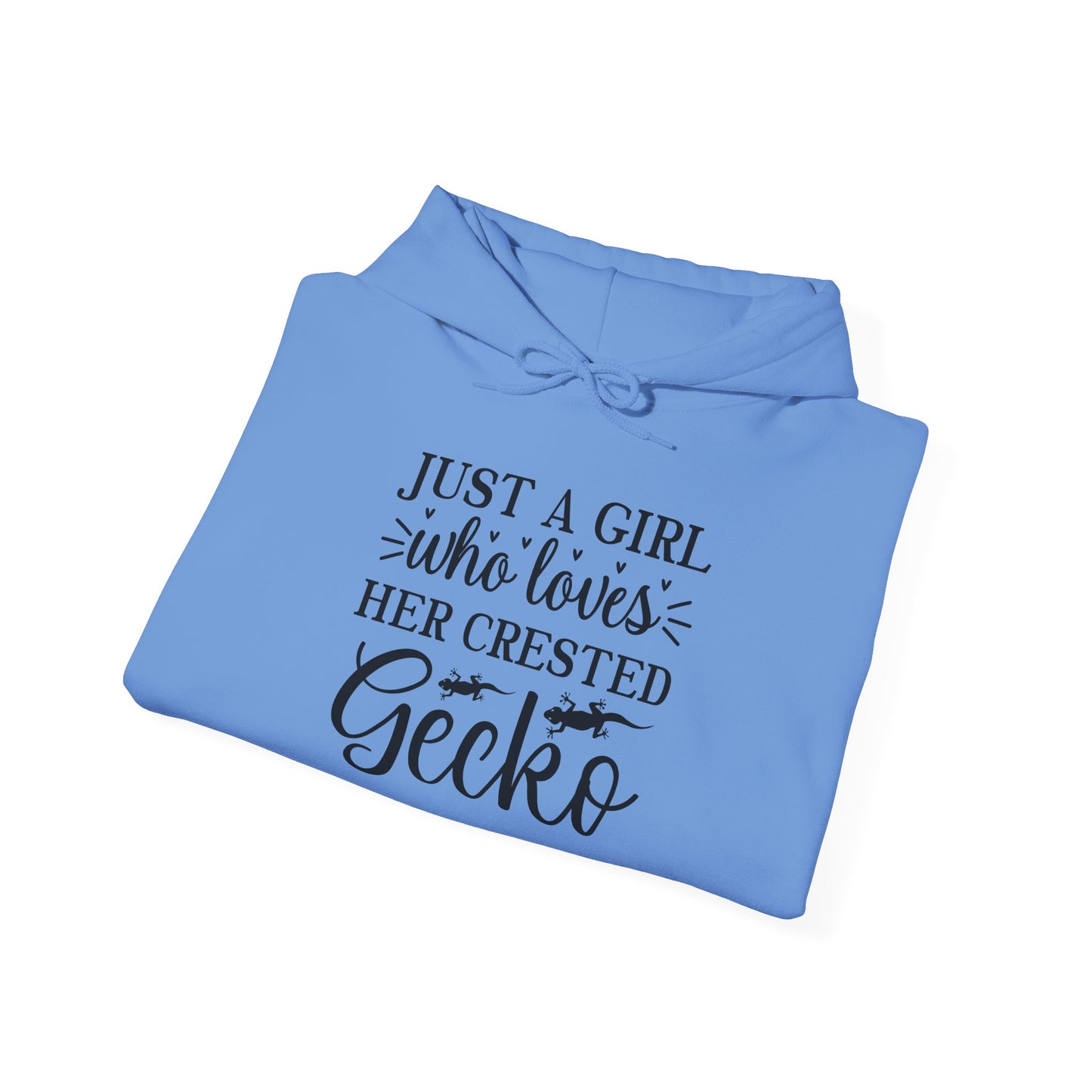 "Just a Girl Who Loves Her Crested Gecko" Unisex Hooded Sweatshirt with Bold Print - Great for Reptile Lovers