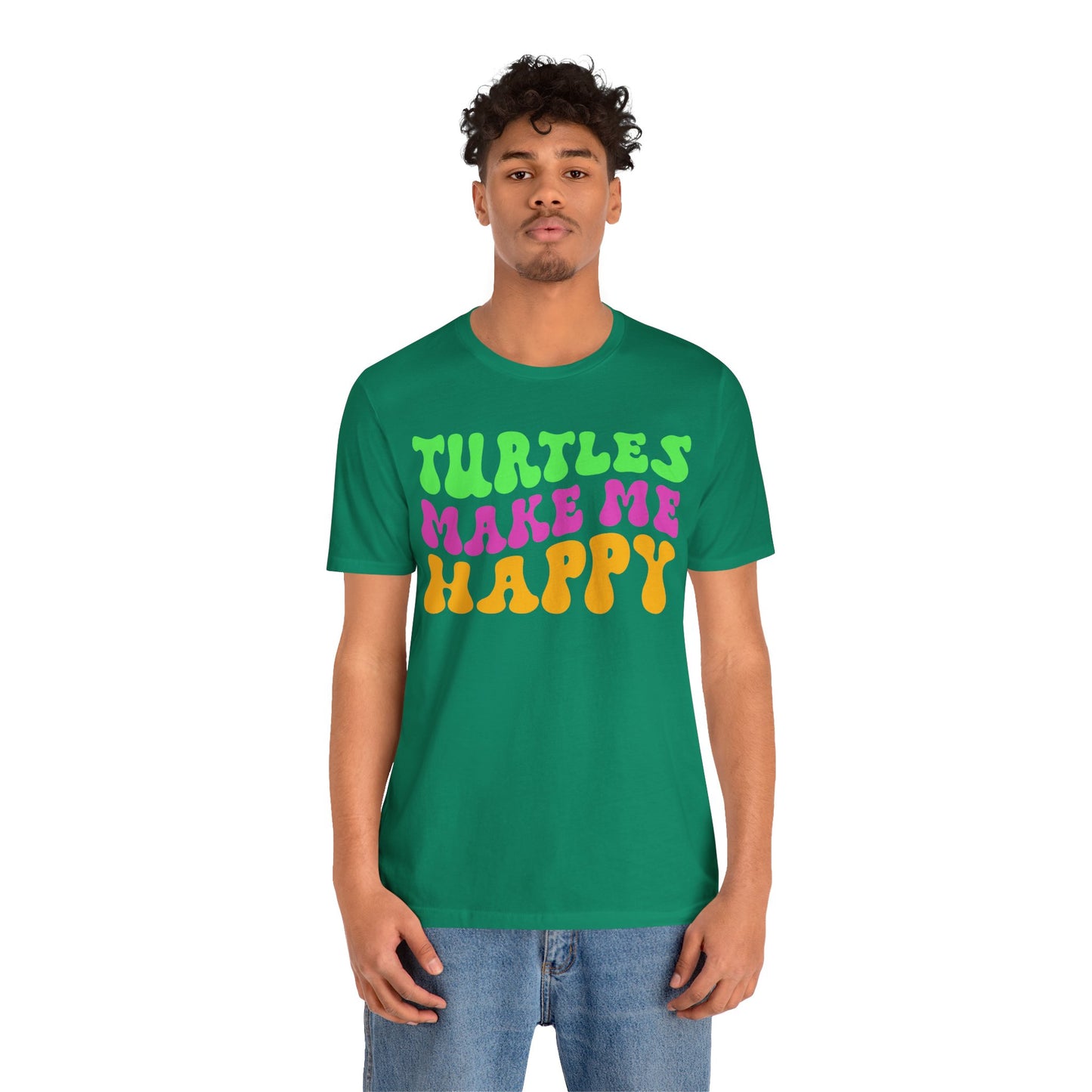 "Turtles Make Me Happy" Unisex Jersey Tee - Casual Everyday Wear - Great for Reptile Lovers