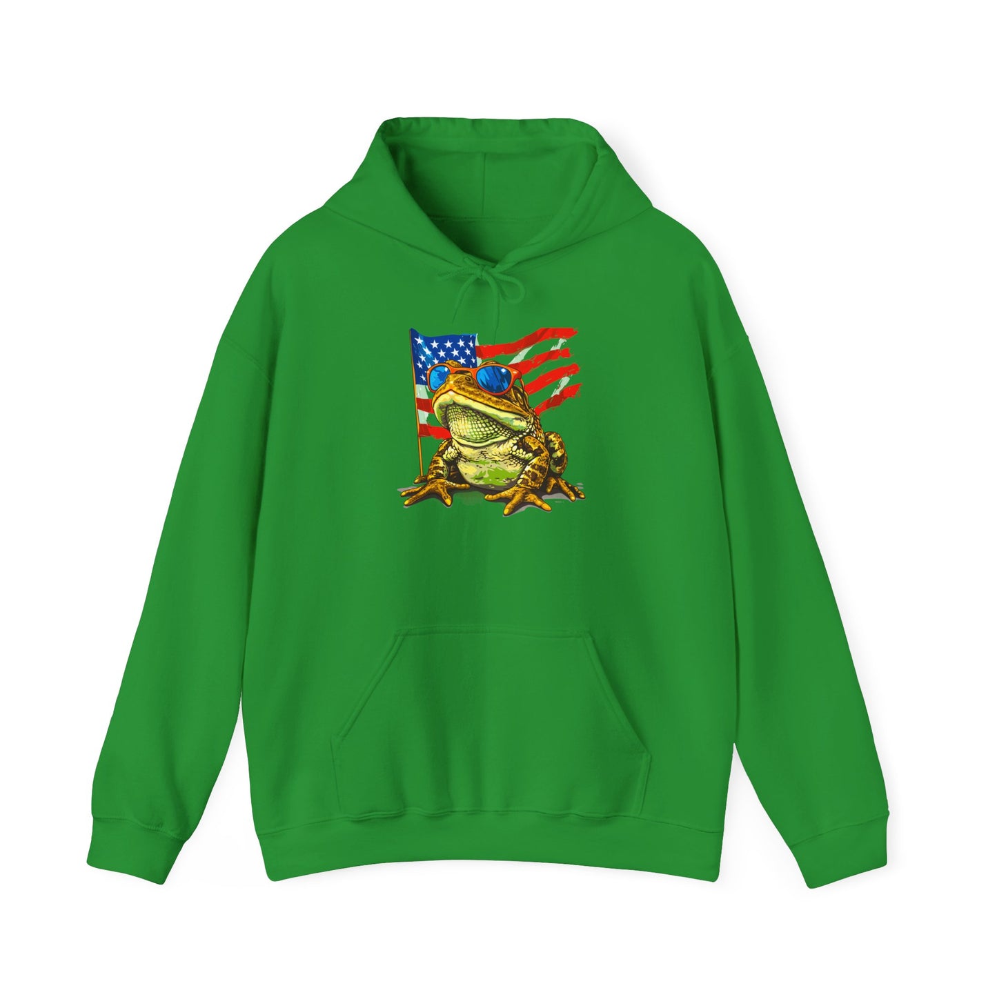 Flag Frog Cozy Unisex Hooded Sweatshirt with Bold Print - Great for Reptile Lovers