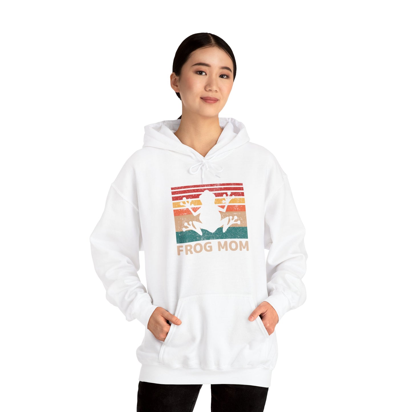"Frog Mom" Unisex Hooded Sweatshirt with Bold Print - Great for Reptile Lovers
