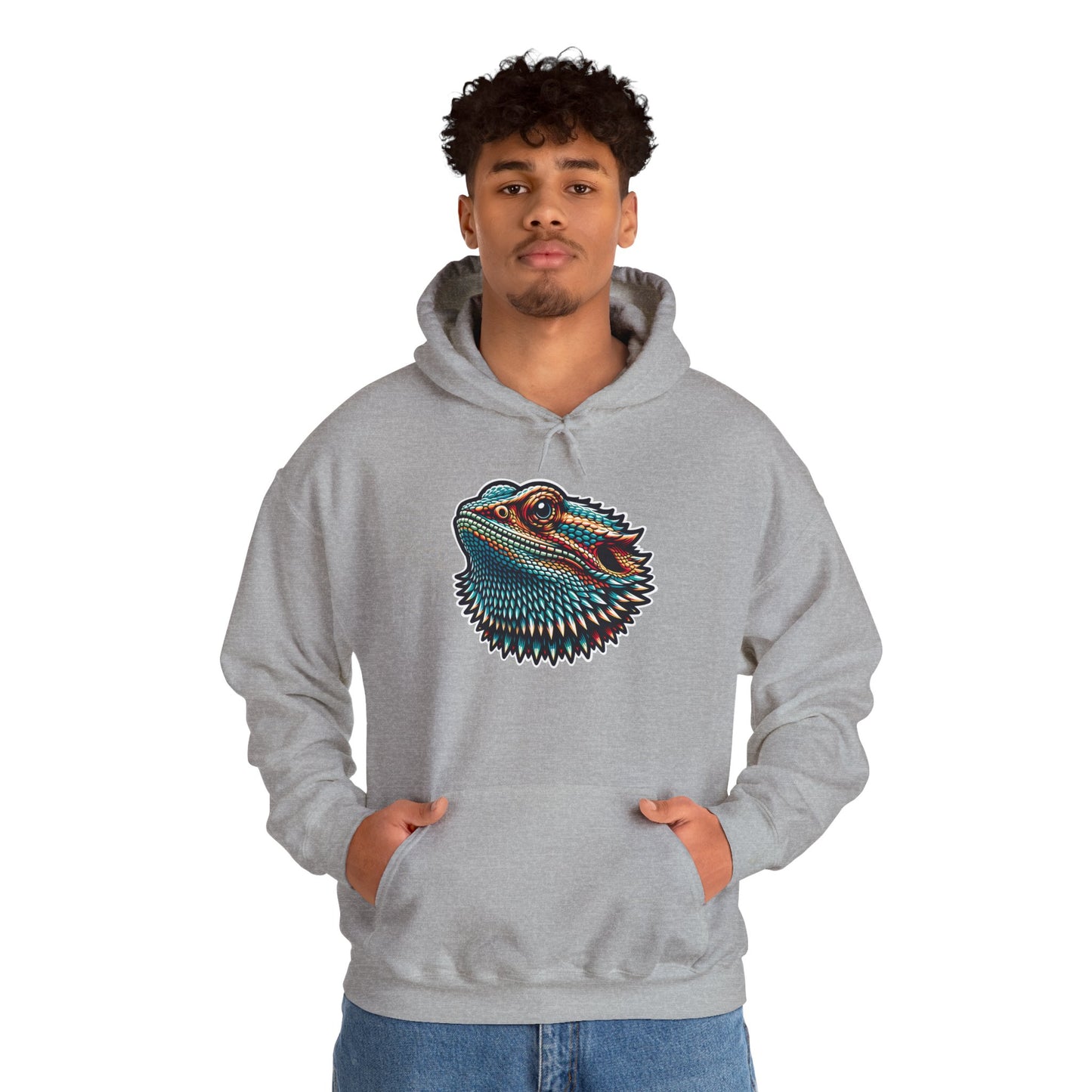 Beardie Head Unisex Hooded Sweatshirt with Bold Print - Great for Reptile Lovers