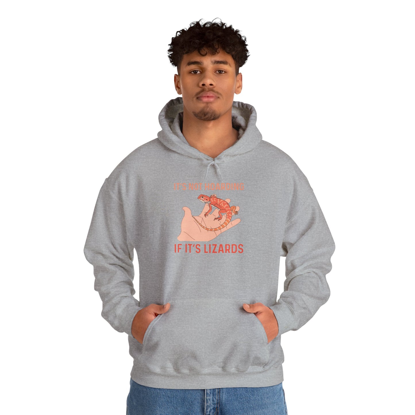 "Not Hoarding If It's Lizards"" Unisex Hooded Sweatshirt with Bold Print - Great for Reptile Lovers