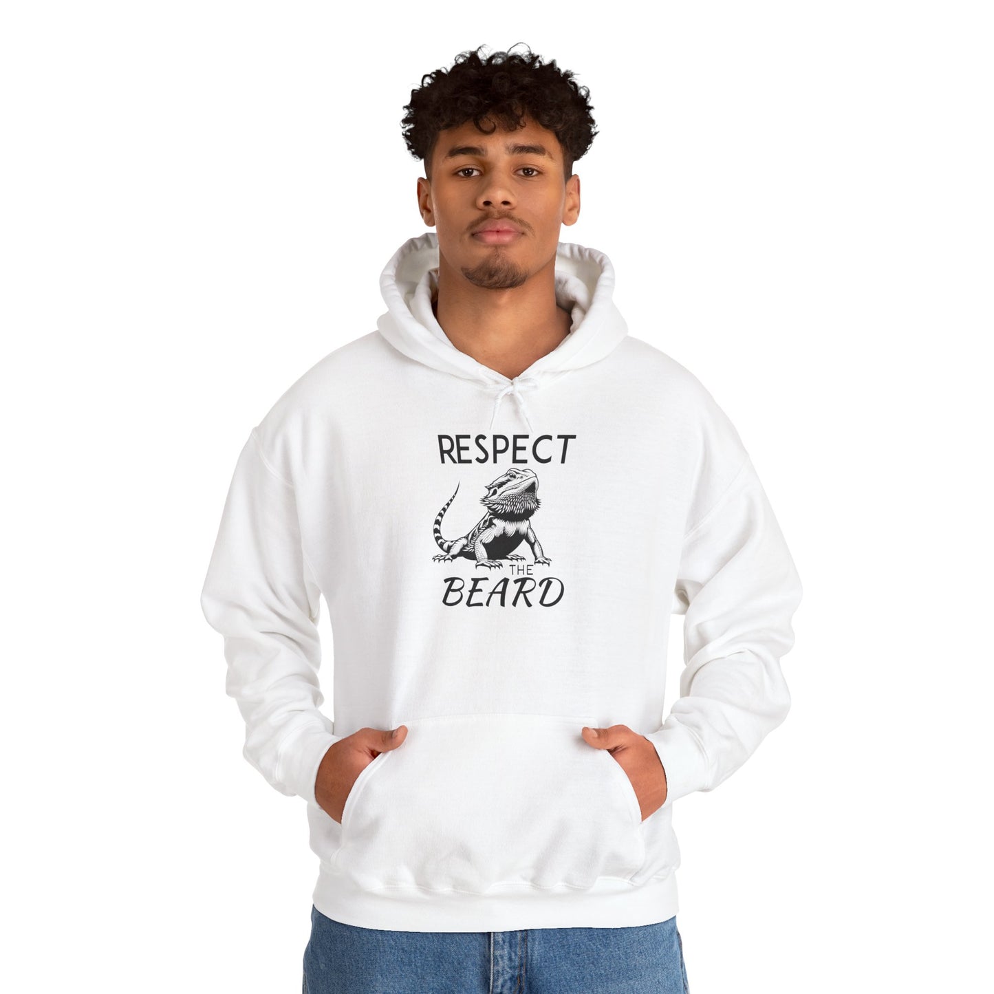 "Respect the Beard" Cozy Unisex Hooded Sweatshirt with Bold Print - Great for Reptile Lovers