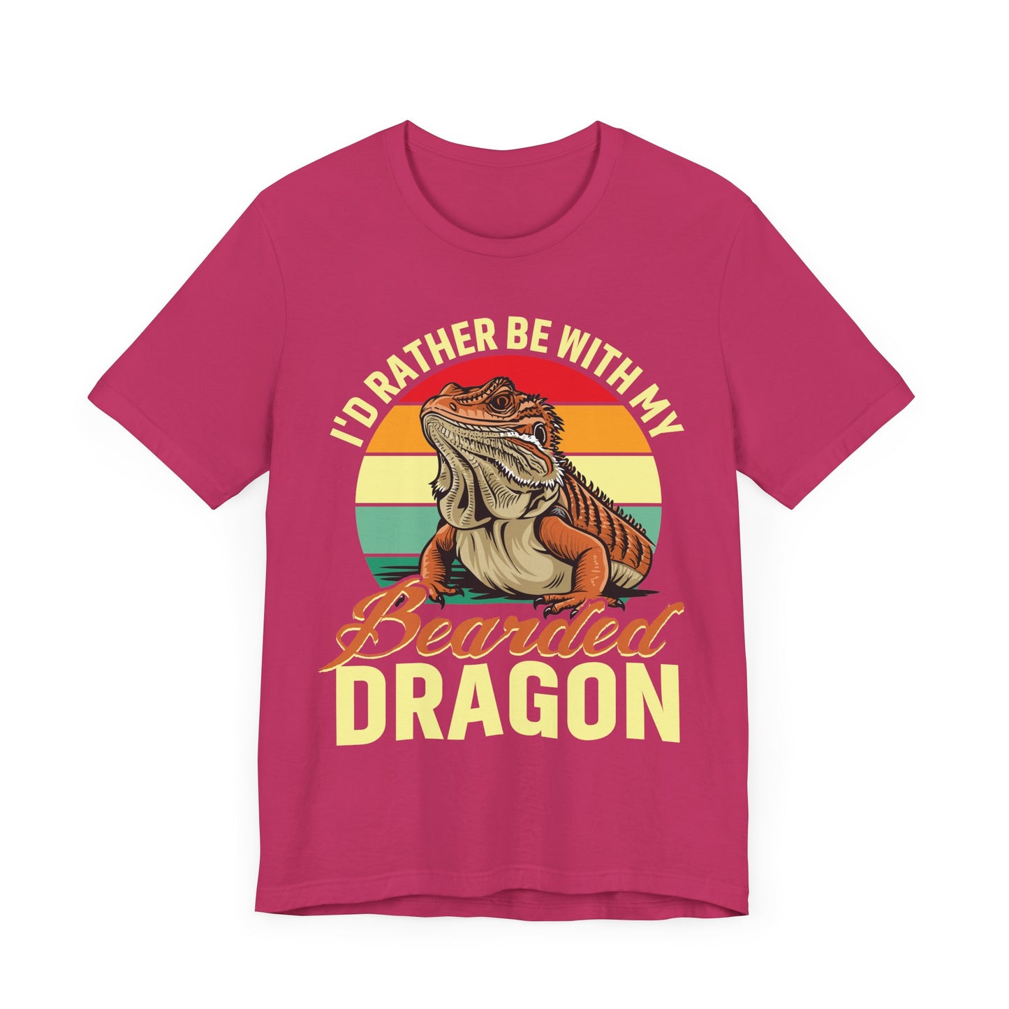"I'd Rather Be With My Bearded Dragon" Print Unisex Jersey Tee - Casual Everyday Wear - Great for Reptile Lovers