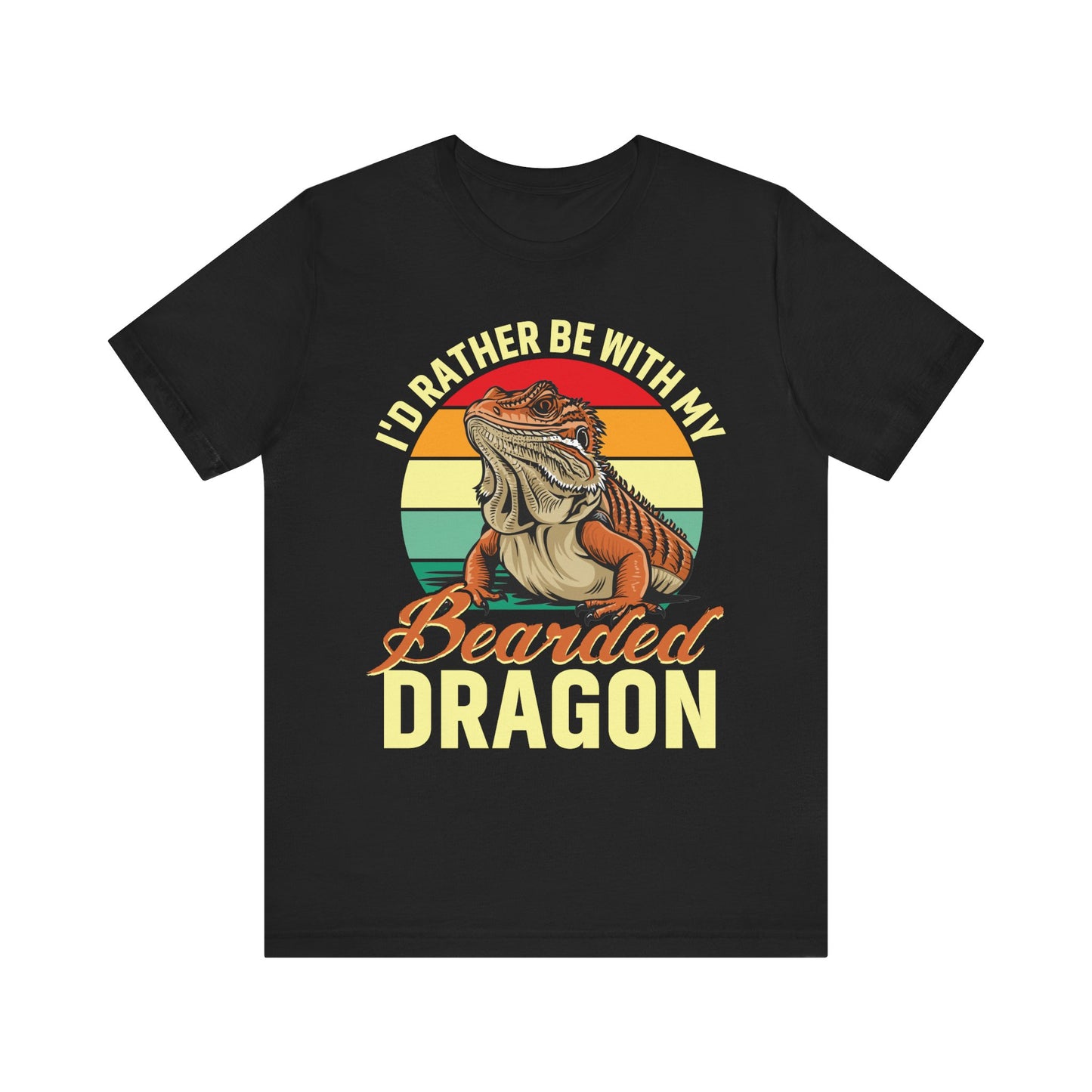 "I'd Rather Be With My Bearded Dragon" Print Unisex Jersey Tee - Casual Everyday Wear - Great for Reptile Lovers
