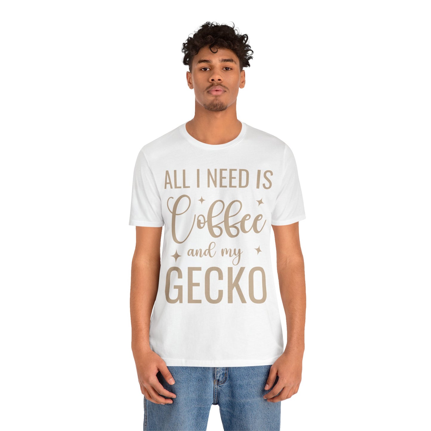 "Coffee and My Gecko" Unisex Jersey Tee - Casual Everyday Wear - Great for Reptile Lovers