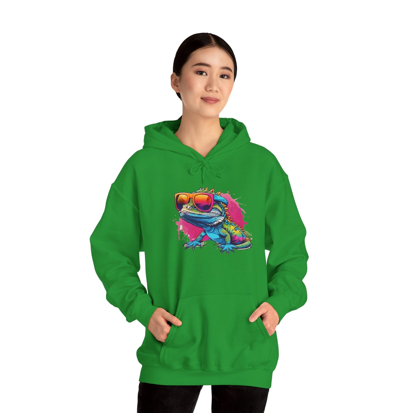 Cool Lizard Unisex Hooded Sweatshirt with Bold Print - Great for Reptile Lovers