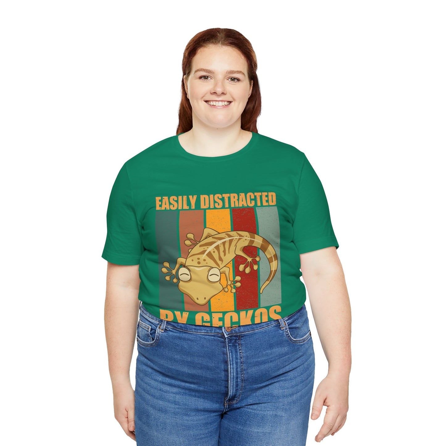 "Easily Distracted By Geckos" Unisex Jersey Tee - Casual Everyday Wear - Great for Reptile Lovers