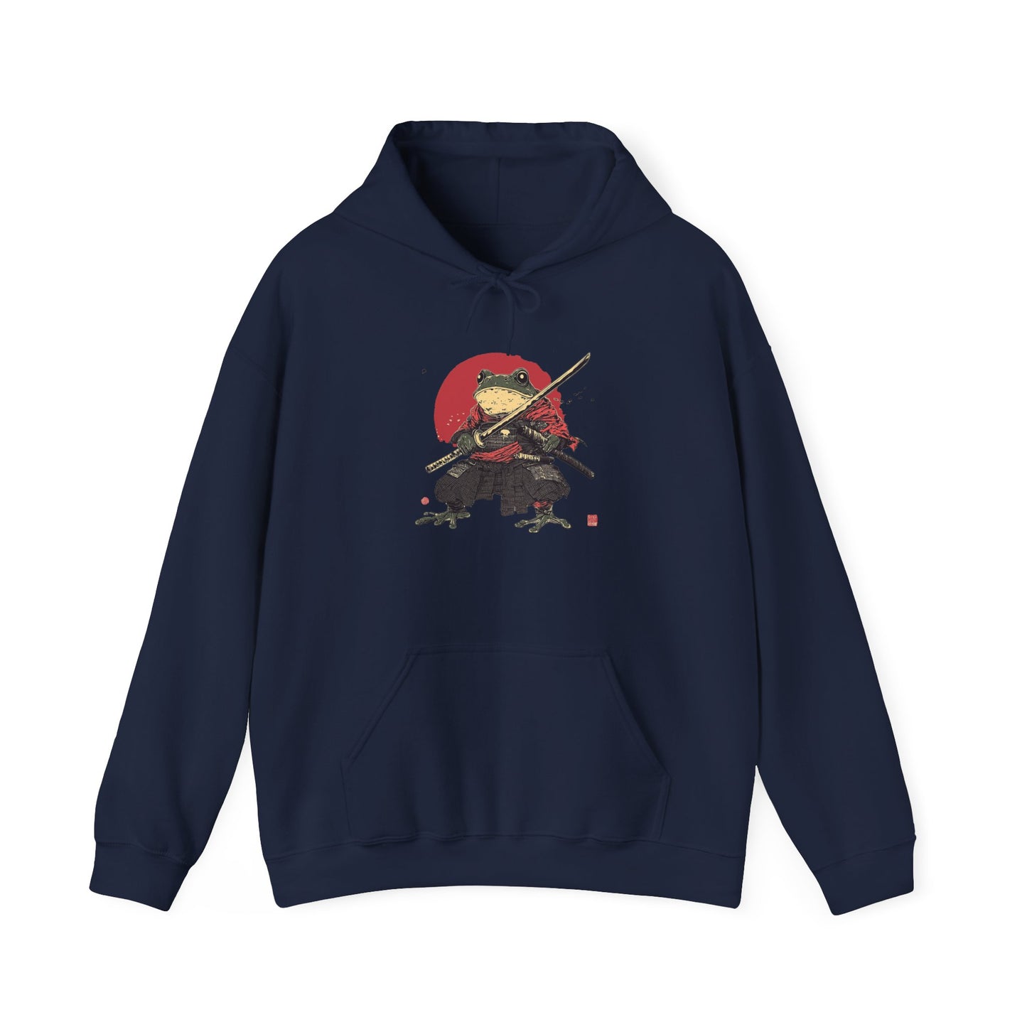 Samurai Frog Unisex Hooded Sweatshirt with Bold Print - Great for Reptile Lovers