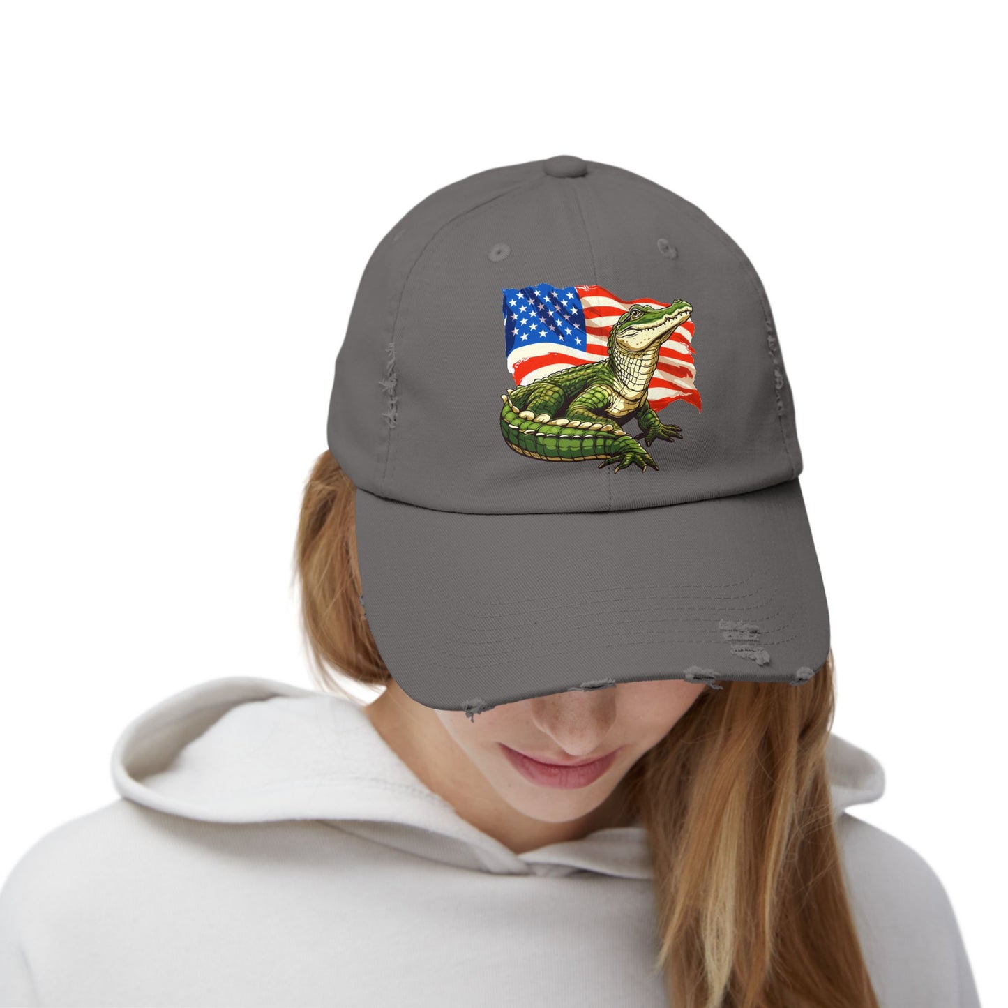 Gator Flag Unisex Distressed Cap - Casual Streetwear Hat for Everyday Use - Great for Reptile Lovers