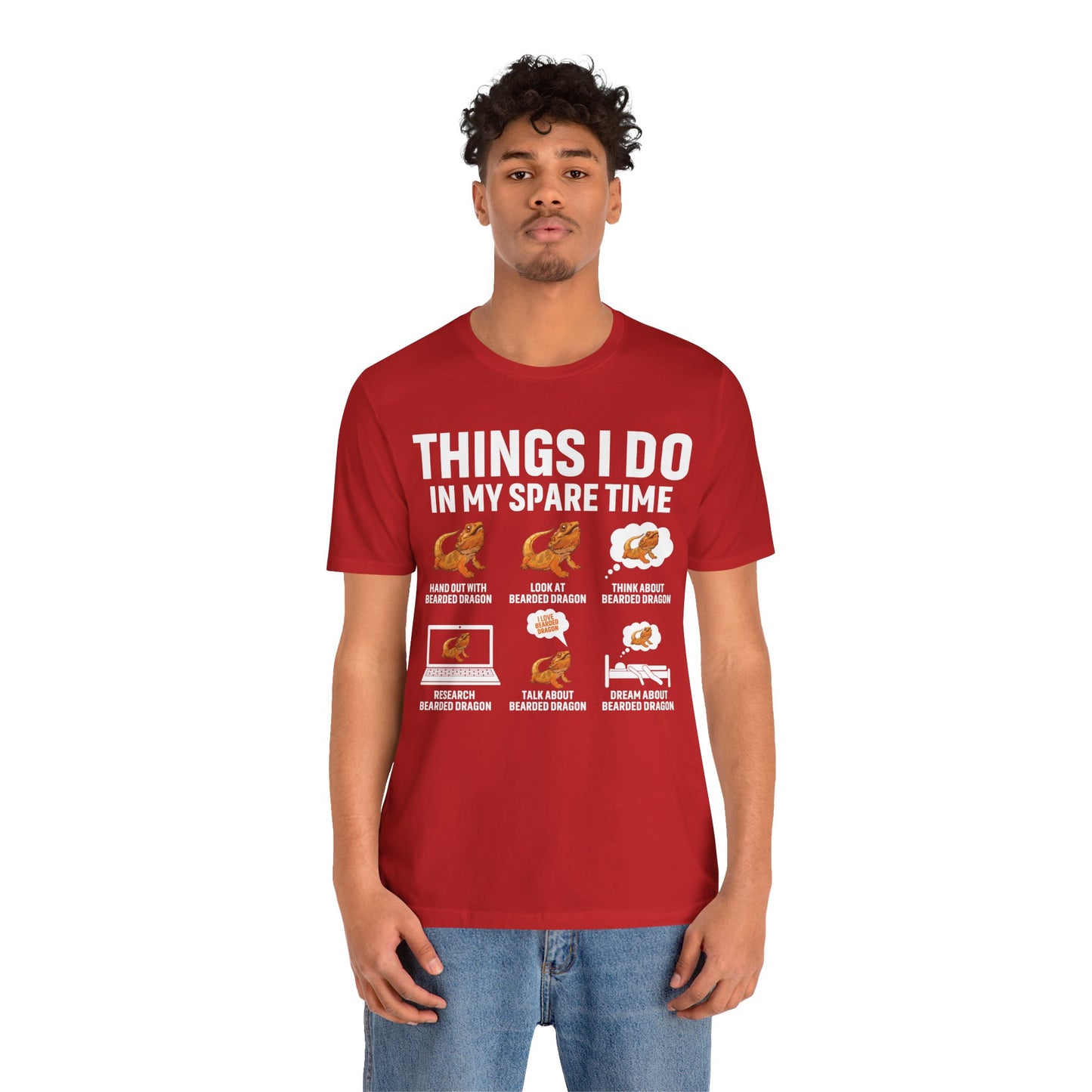 "Things I Do in My Spare Time..Beardie" Unisex Jersey Tee - Casual Everyday Wear - Great for Reptile Lovers