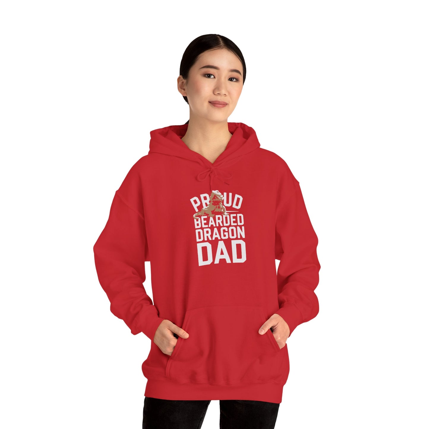 "Proud Bearded Dragon Dad" Unisex Hooded Sweatshirt with Bold Print - Great for Reptile Lovers