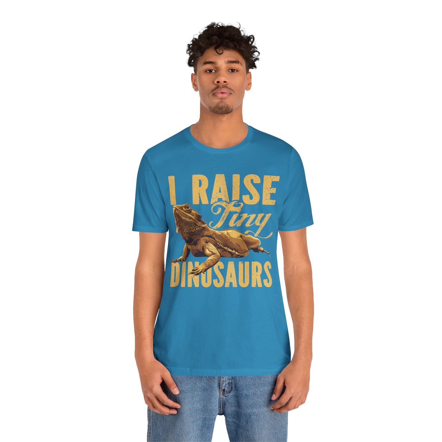 "I Raise Tiny Dinosaurs" Bearded Dragon Print Unisex Jersey Tee - Casual Everyday Wear - Great for Reptile Lovers