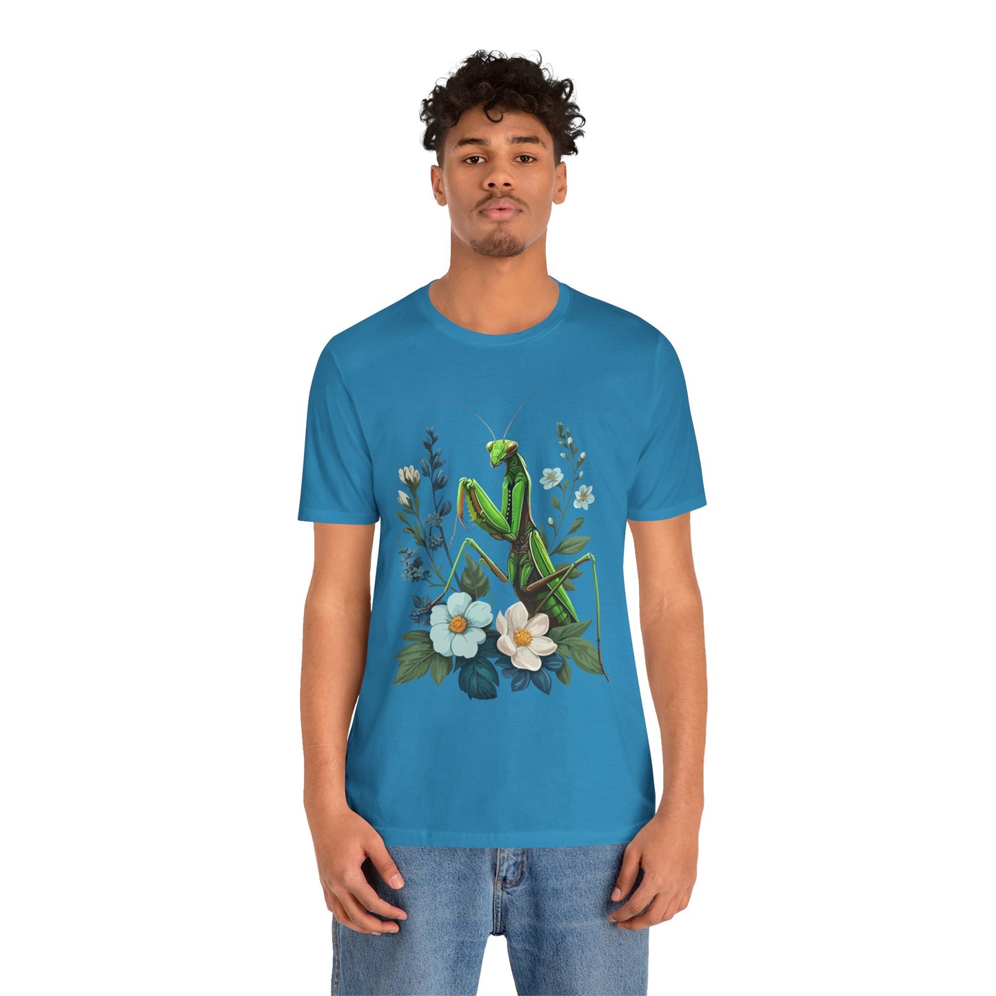 Mantis in the Flowers Unisex Jersey Tee - Casual Everyday Wear - Great for Insect Lovers