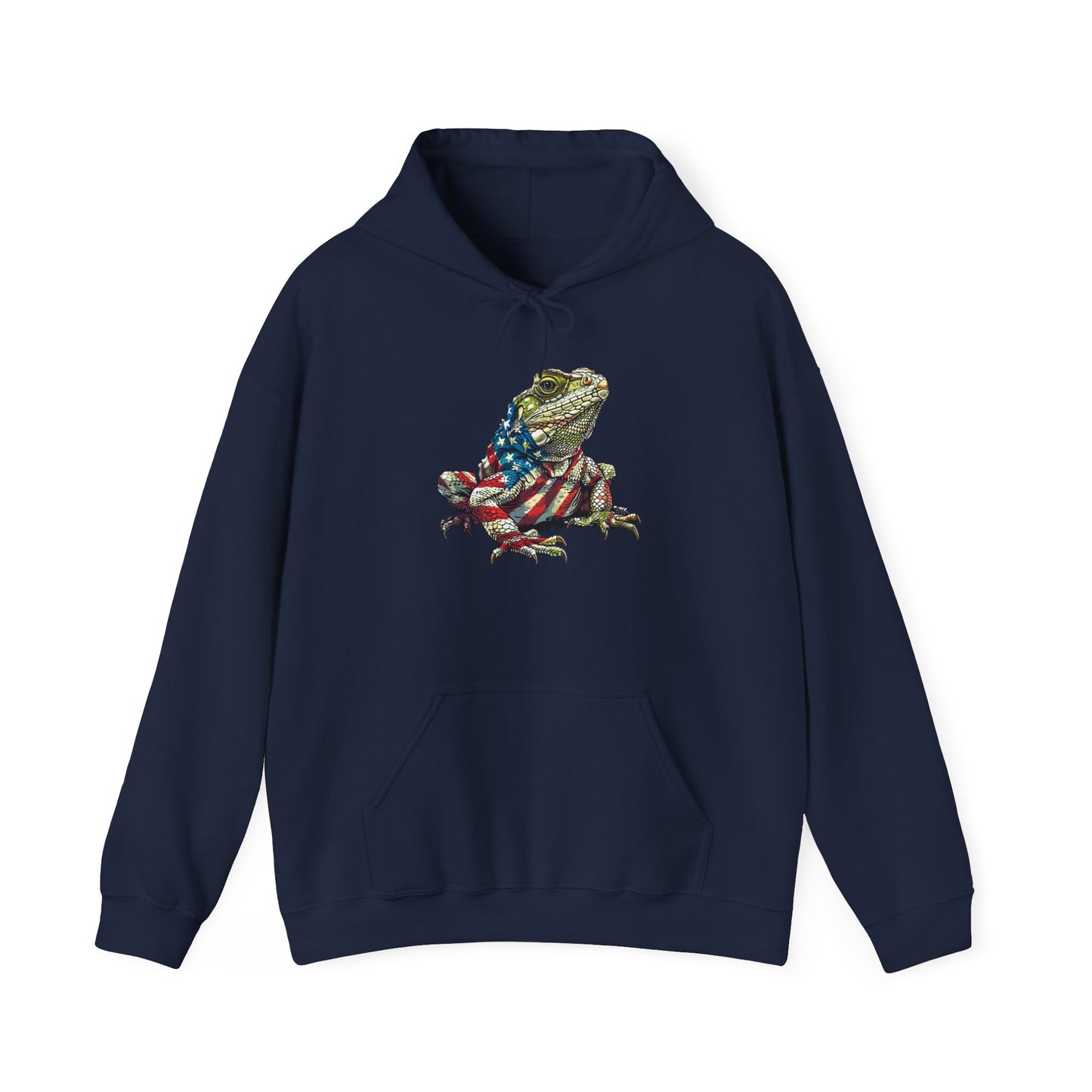Flag Lizard Cozy Unisex Hooded Sweatshirt with Bold Print - Great for Reptile Lovers