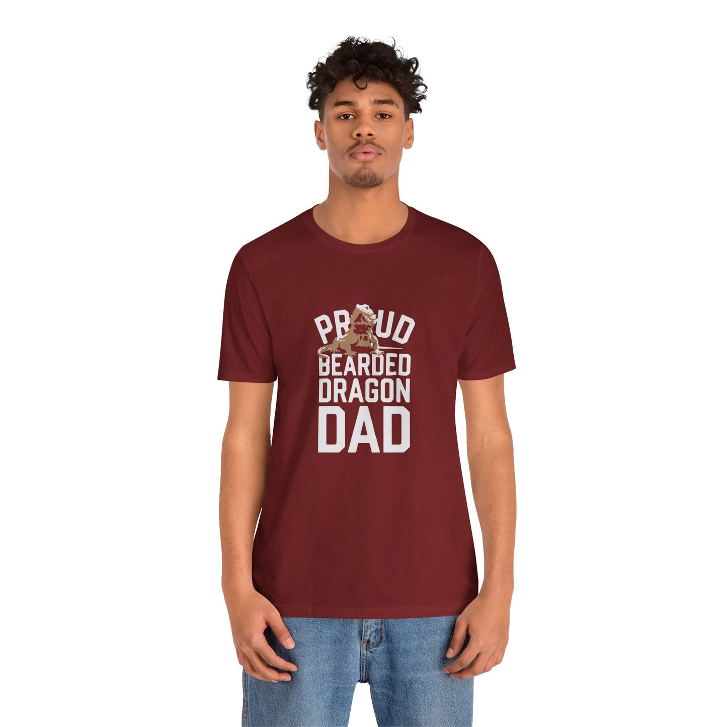 "Proud Bearded Dragon Dad" Print Unisex Jersey Tee - Casual Everyday Wear - Great for Reptile Lovers