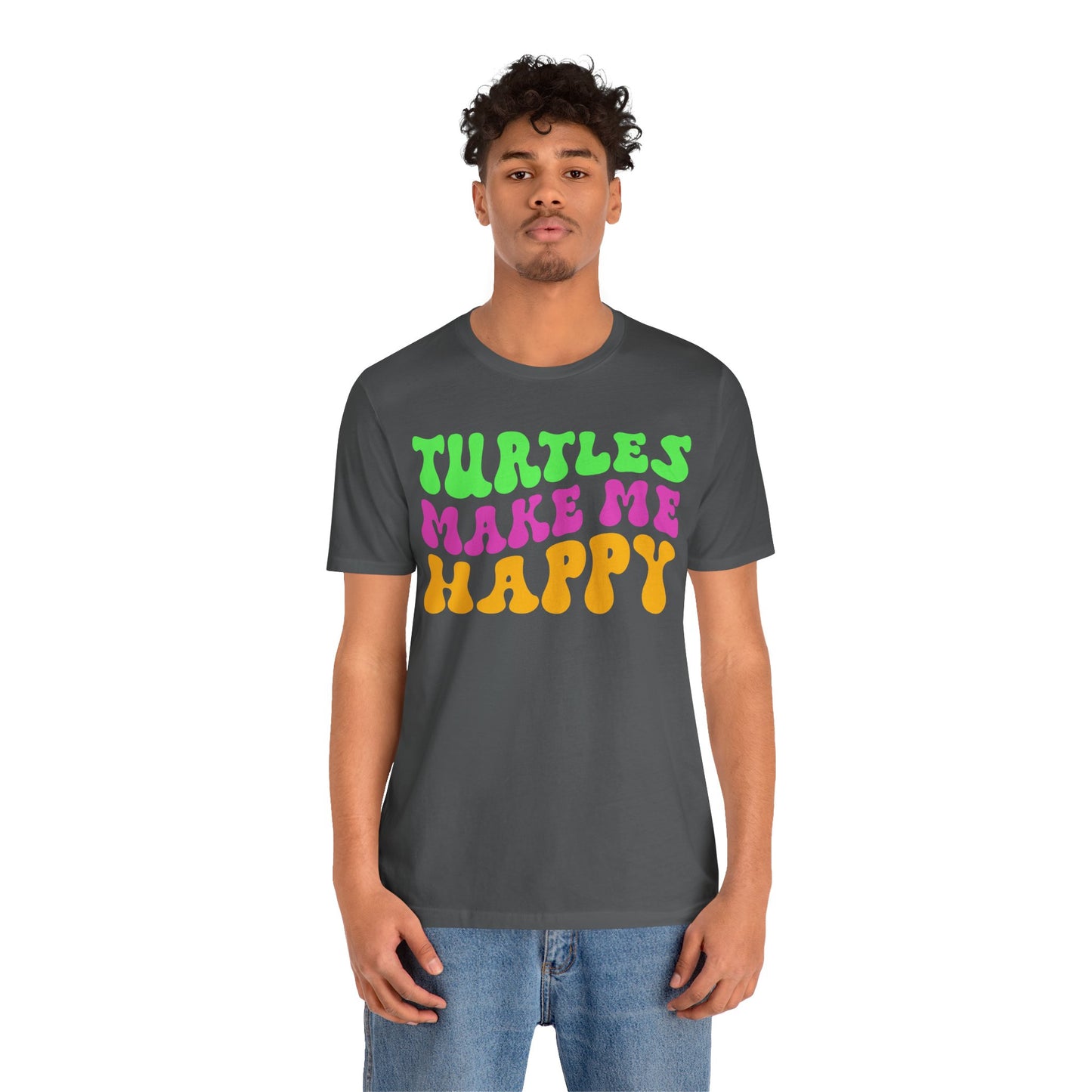 "Turtles Make Me Happy" Unisex Jersey Tee - Casual Everyday Wear - Great for Reptile Lovers