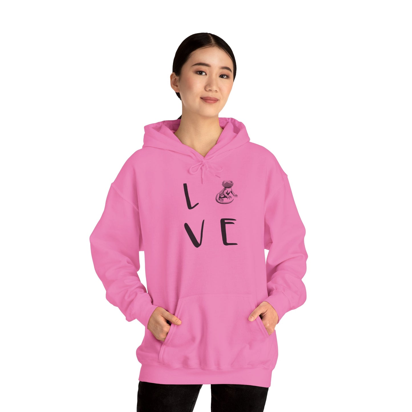 Beardie Love Cozy Unisex Hooded Sweatshirt with Bold Print - Great for Reptile Lovers