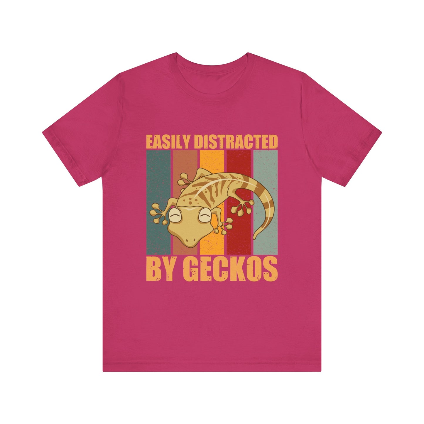 "Easily Distracted By Geckos" Unisex Jersey Tee - Casual Everyday Wear - Great for Reptile Lovers