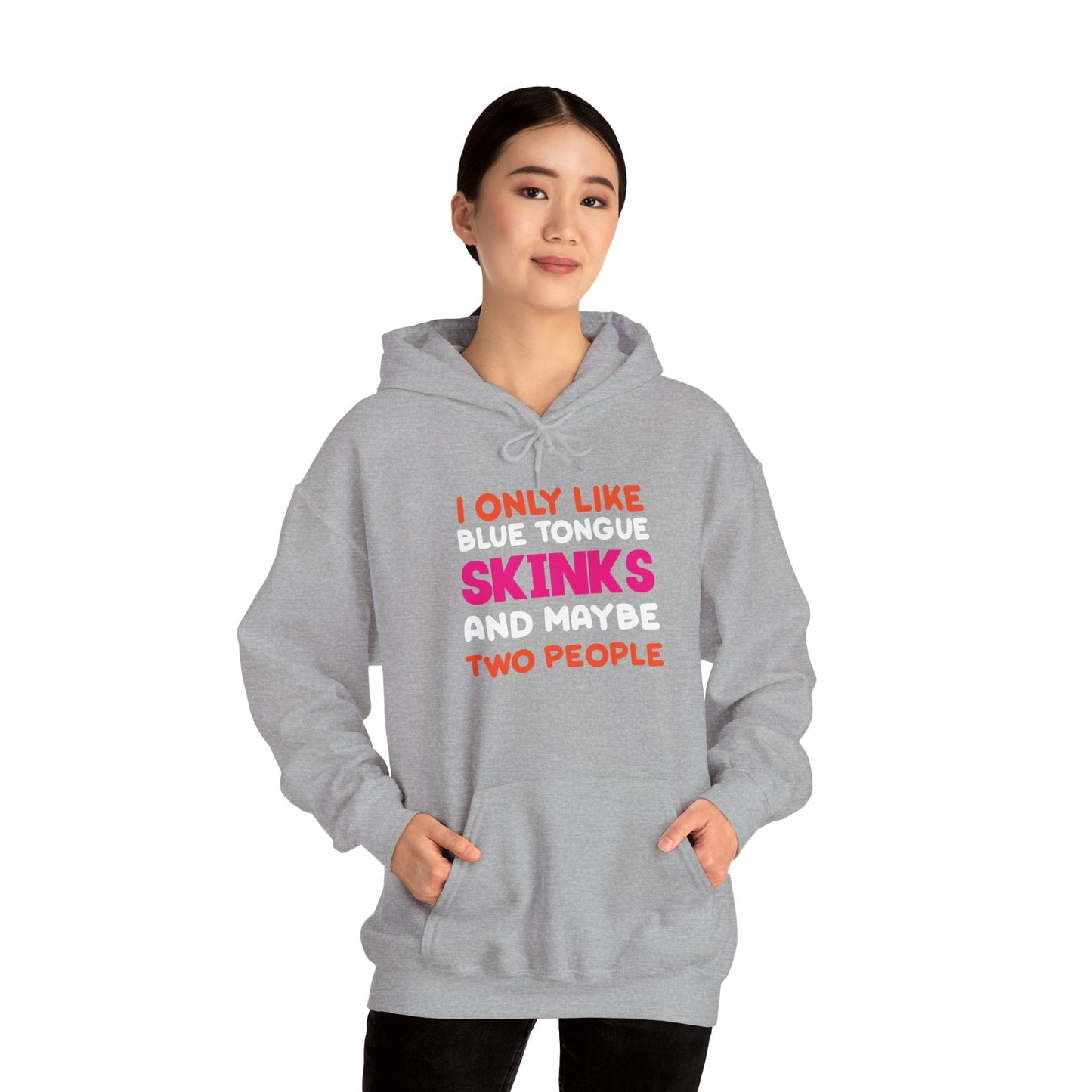 "Blue Tongue Skinks and Maybe 2 People" Unisex Hooded Sweatshirt with Bold Print - Great for Reptile Lovers