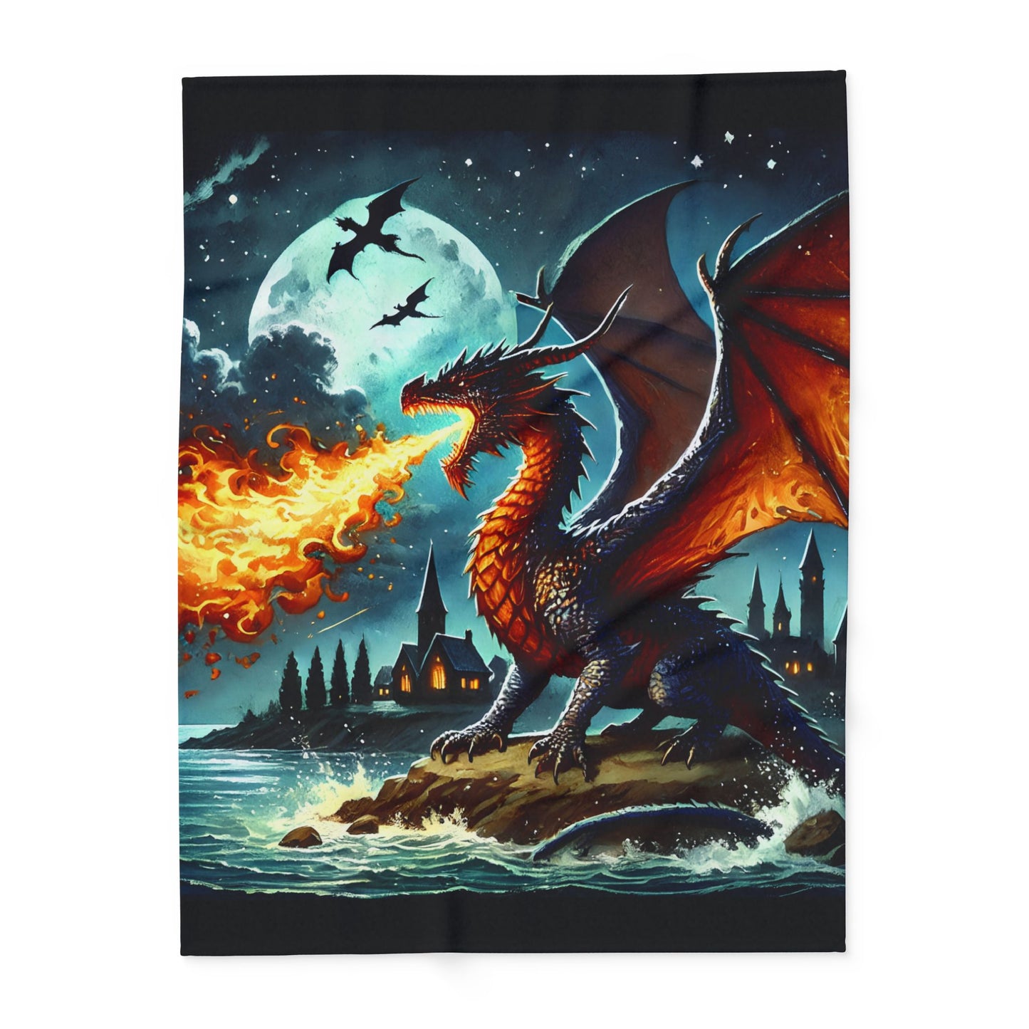 Fire-Breathing Dragon Cozy Arctic Fleece Blanket | Perfect for Home Decor, Gifting, and Cozy Nights - Snuggle up with a Dragon