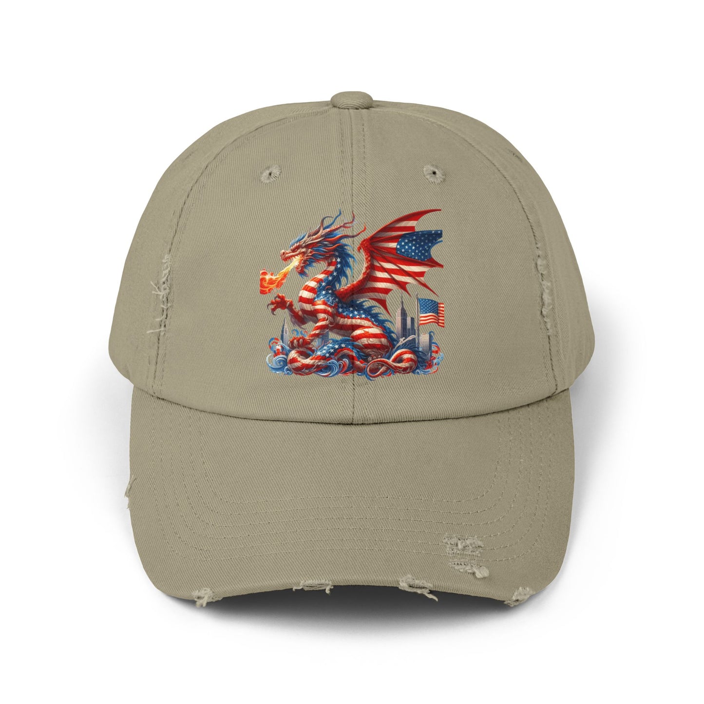 Dragon Flag Unisex Distressed Cap - Casual Streetwear Hat for Everyday Use - Great for Reptile Lovers